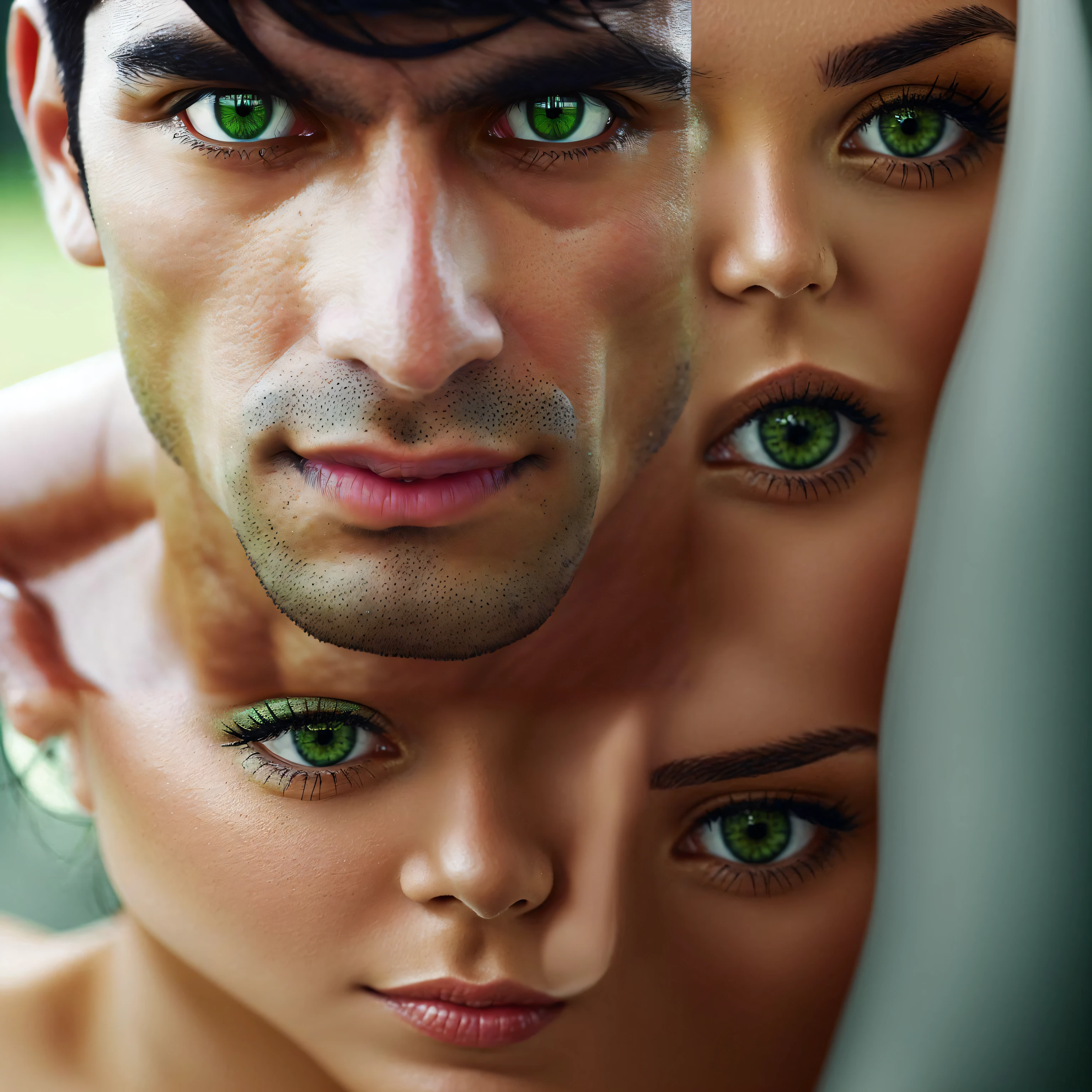 There's a green-eyed man staring into the camera, com olhos verdes, olhos verdes penetrantes, com olhos verdes deslumbrantes, grandes olhos verdes abertos, olhos verdes!!!, olhos verdes claros, olhos verdes!!!!, olhos verdes, olhos verdes brilhantes, Corpo verde. olhos vermelhos, olhos verdes cara fina cara bonita, com olhos verdes profundos, olhos verdes precisos, olhos verdes brilhantes