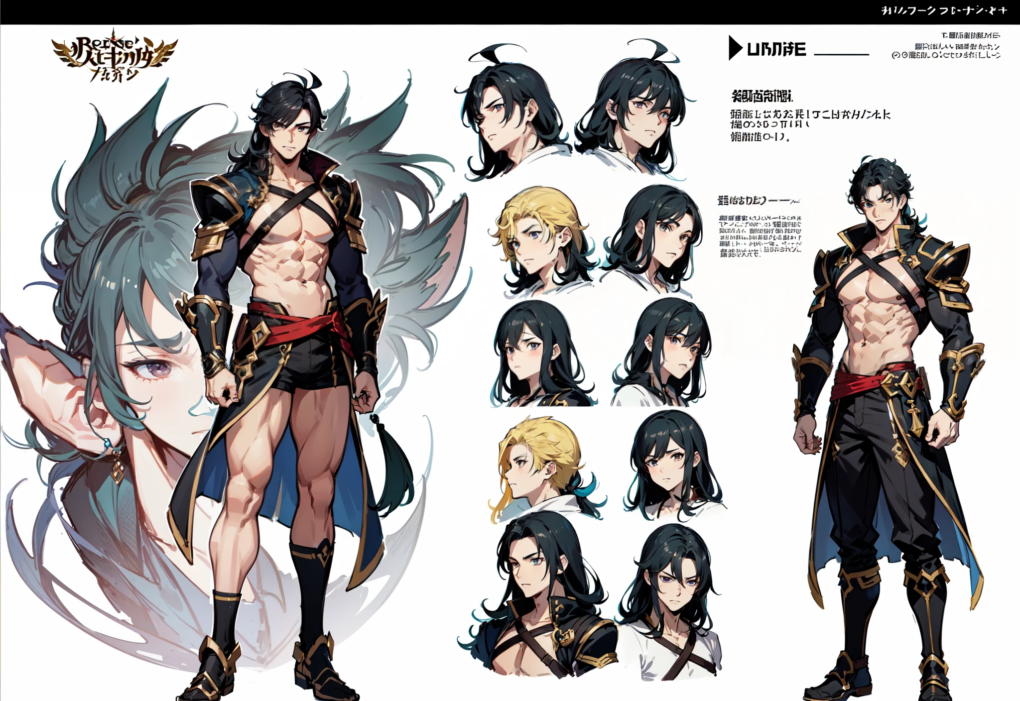 score_9, score_8_up, score_7_up, solo, male focus, male, man, full body, reference sheet, mismatched sclera, symbol-shaped pupils, concept art, masterpiece