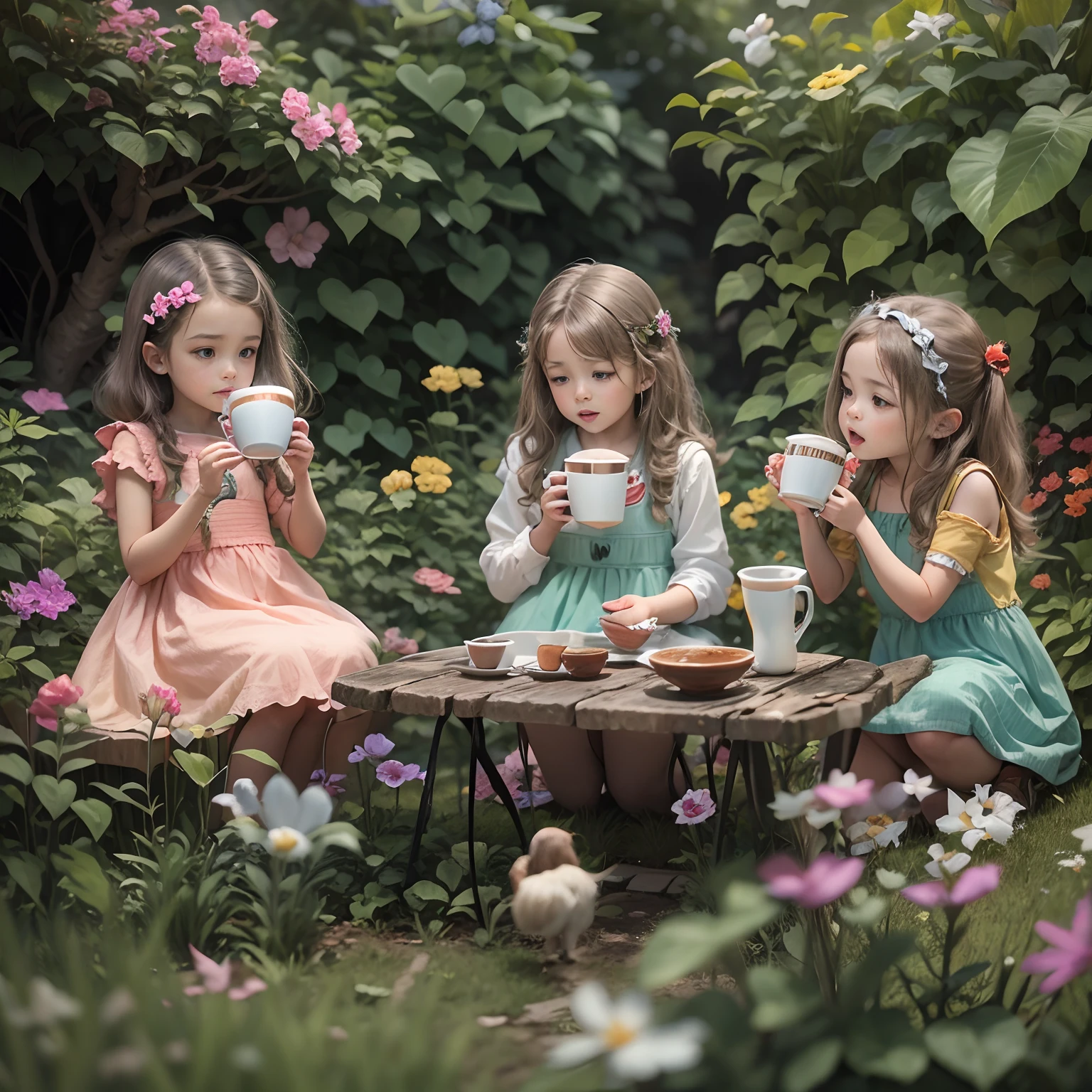 s drinking coffee in the garden