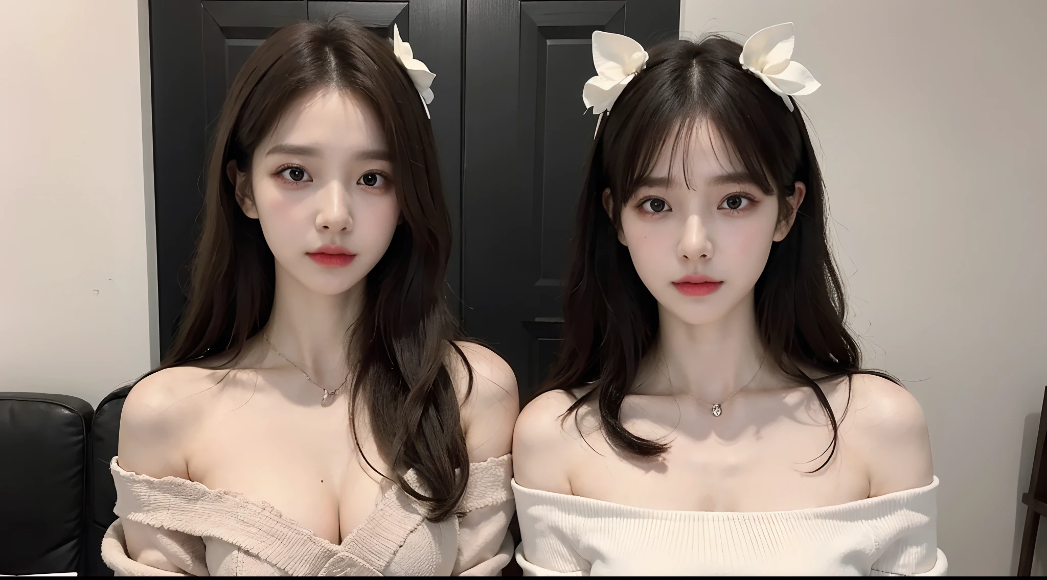 (High-resolution 8K raw photos are realistic,best qualtiy)，Fashion trendy beautiful and charming woman，gentle and charming Chinese beautiful woman，Korea,Kpop idol，delicate and sexy collarbones，charming oval face，二重まぶた，Ingenious[peaches]flower eyes，redish pink lips，small-nose，exposed bare shoulders，focus at face，closeup of face，Hyper-detailing，Blue off-the-shoulder long-sleeved top，White hip wrapped skirt，Light red hair，(cleavage，A half body，Close-up，Solo)，Lace，lacing，head gear， Fresh and impressive， natural color，(pedestrian street，cbd,rays of sunshine，outside，Stone table，LV shoulder bag for women，cellular phone)，Front light