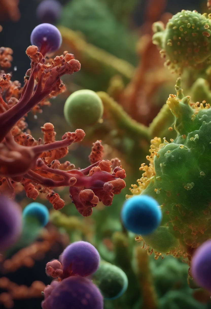 secret life of microbes .... characters from germs... hyper realistic 8k --ar