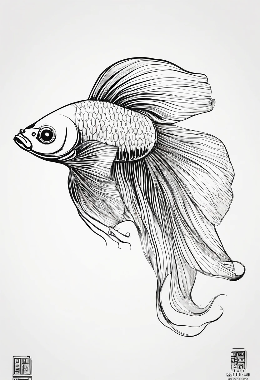 Bauhaus betta fish in Japanese mafia tattoo style, alta qualidade, ultra-realista, fotografia profissional, peixe.