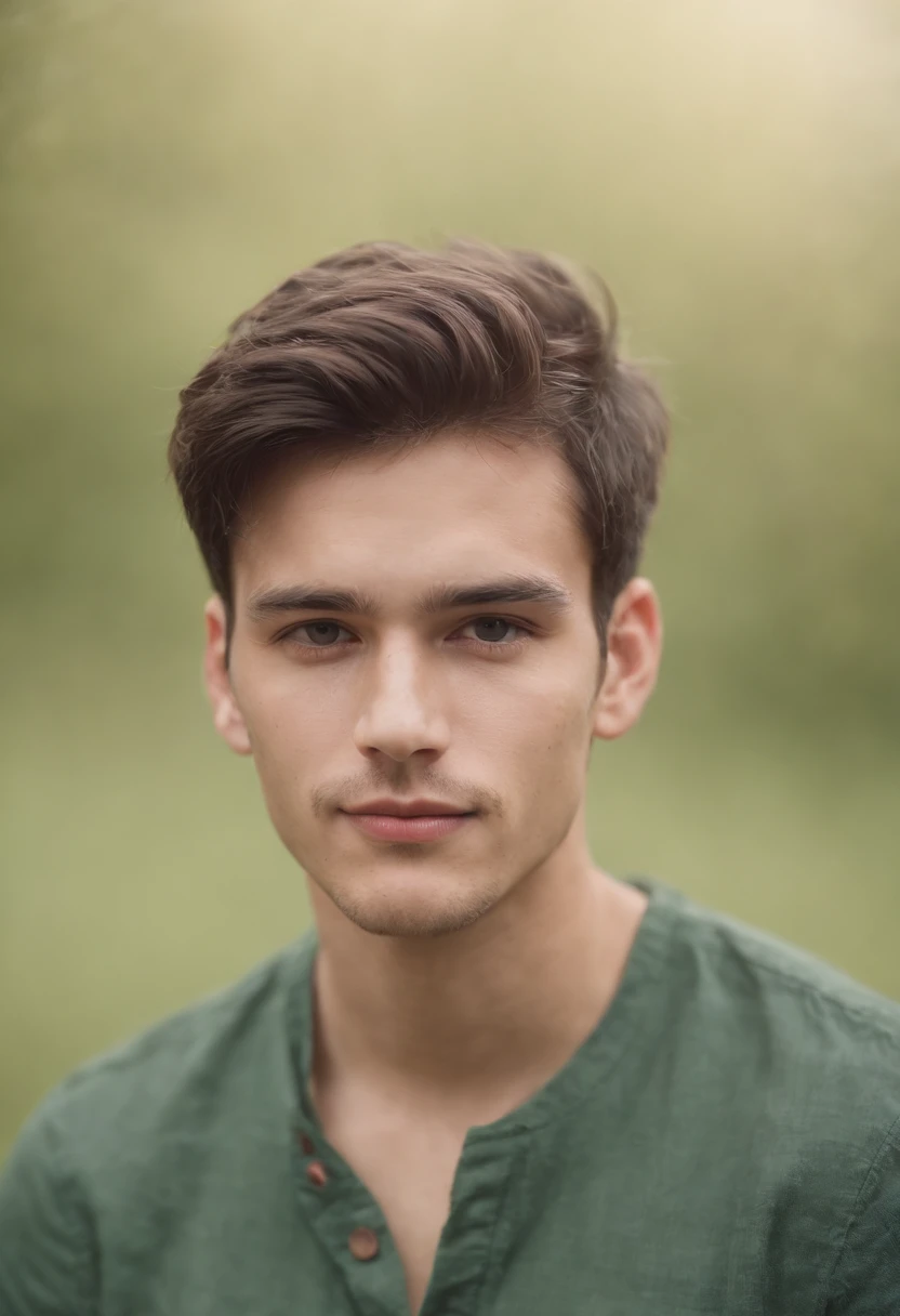 retrato de homens jovem e bonitos,22 anos, fanatical face, in green field on sharp focus background, Studio Photography, detalhes intrincados, altamente detalhado, Esmaltado,mysterious lighting,upper body