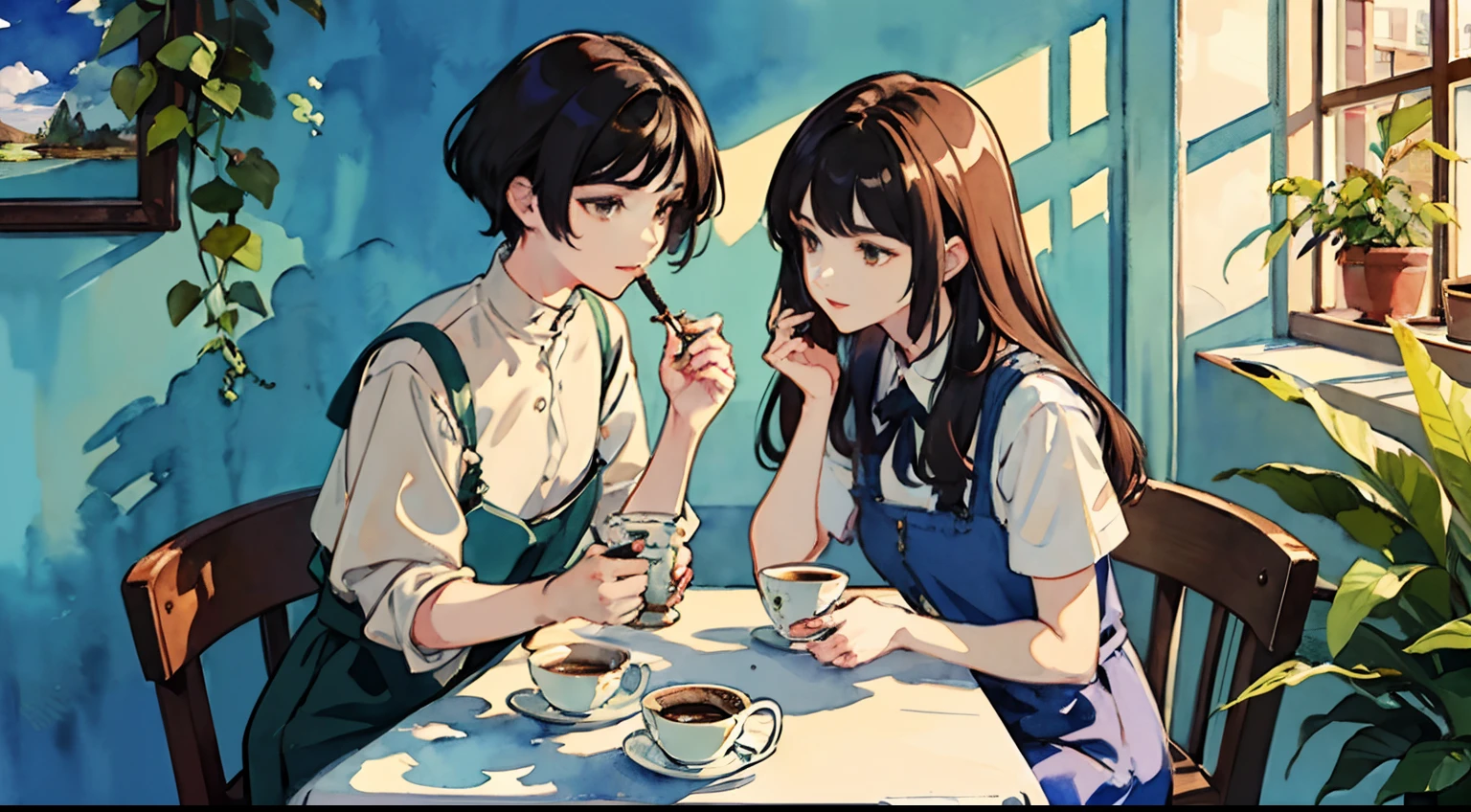 masterpiece, lots of detail, 4k, 8k, ((ultra-detailed)), highres, soft lighting, 2girls, lesbian, kissing, mouth open, domination, tongue, licking, coffee shop, {loose clothes|sweater}, {green eyes|red eyes|blue eyes|gold eyes}, {bangs|pubic hair}, {very long hair|short hair|curly hair}, {red hair|black hair|blonde hair|multicolored hair|green hair|purple hair}, {twintails|ponytail|loose hair|bob cut|hime cut|tomboy}, blush, warm, detailed hands, {low angle|medium angle|high angle}