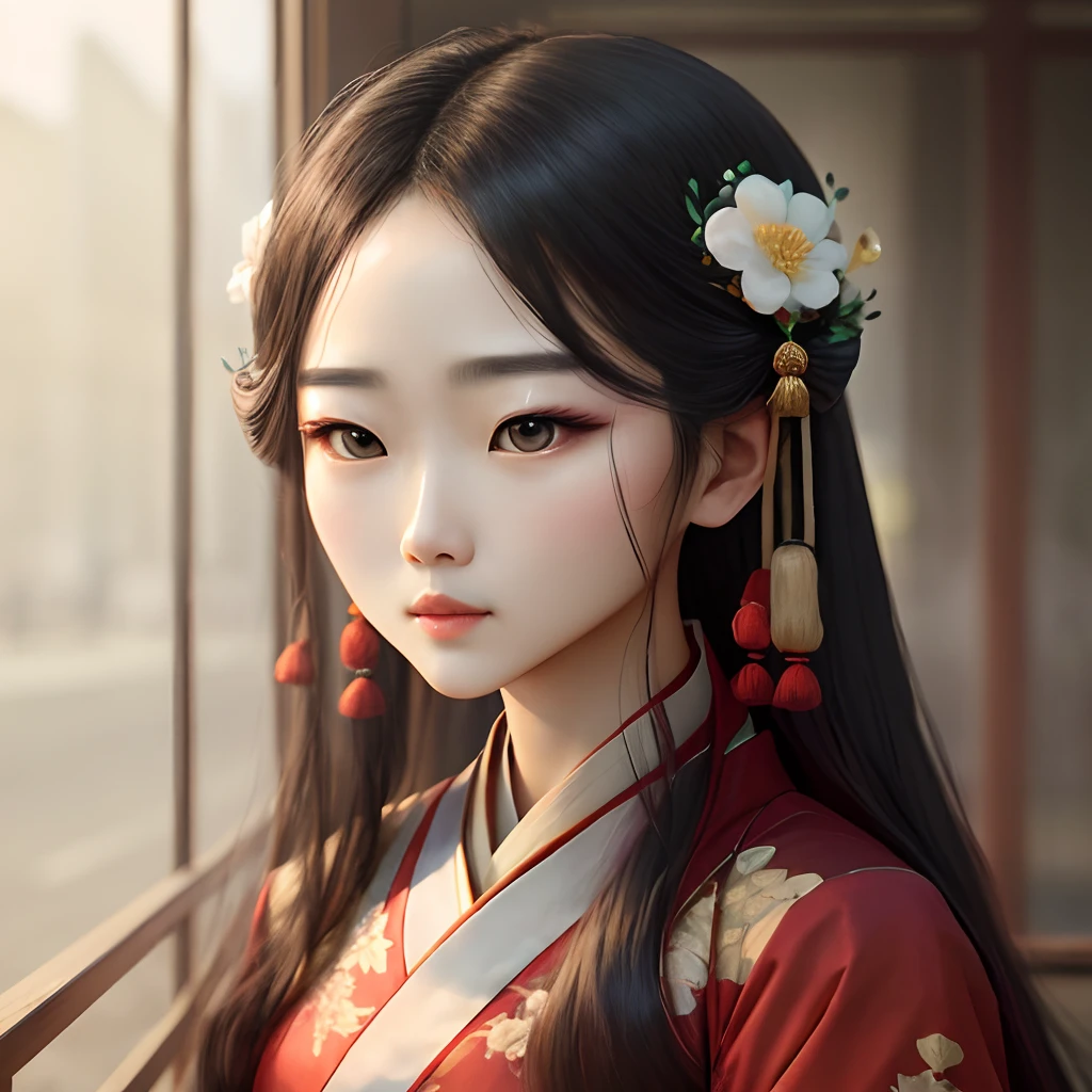 Classical Hanfu has exquisite facial features,Hot figure