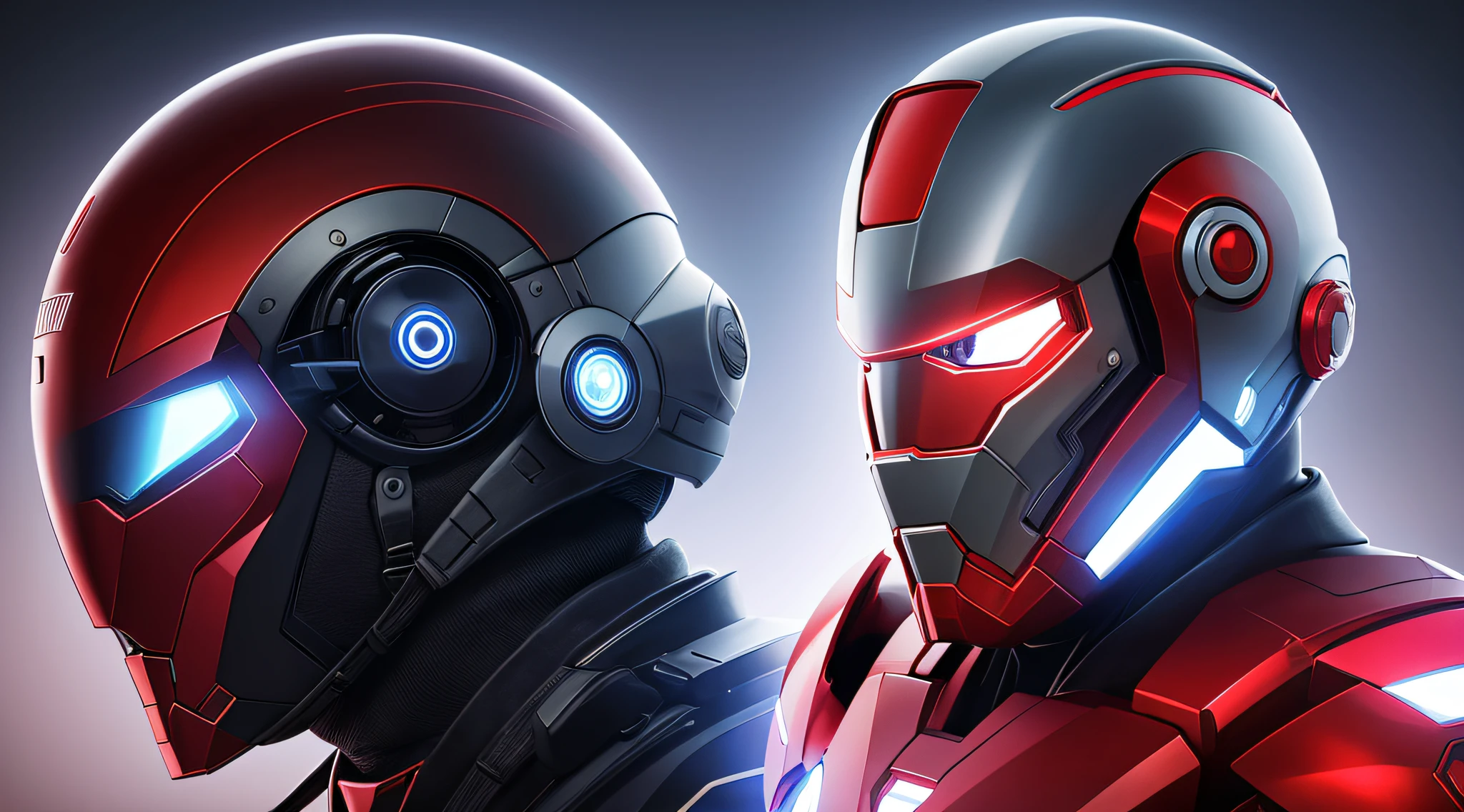 imagem frontal de somente um capacete nele, sci-fi helmet, stylized helmet with cyber cop strokes with an Iron man footprint and jaspion strokes, equipamento futurista, Viseira mecha de vidro OLED, futuristic cybernetic helmet, intrincado capacete de alta tecnologia, capacete detalhado, roupas futuristas e capacete