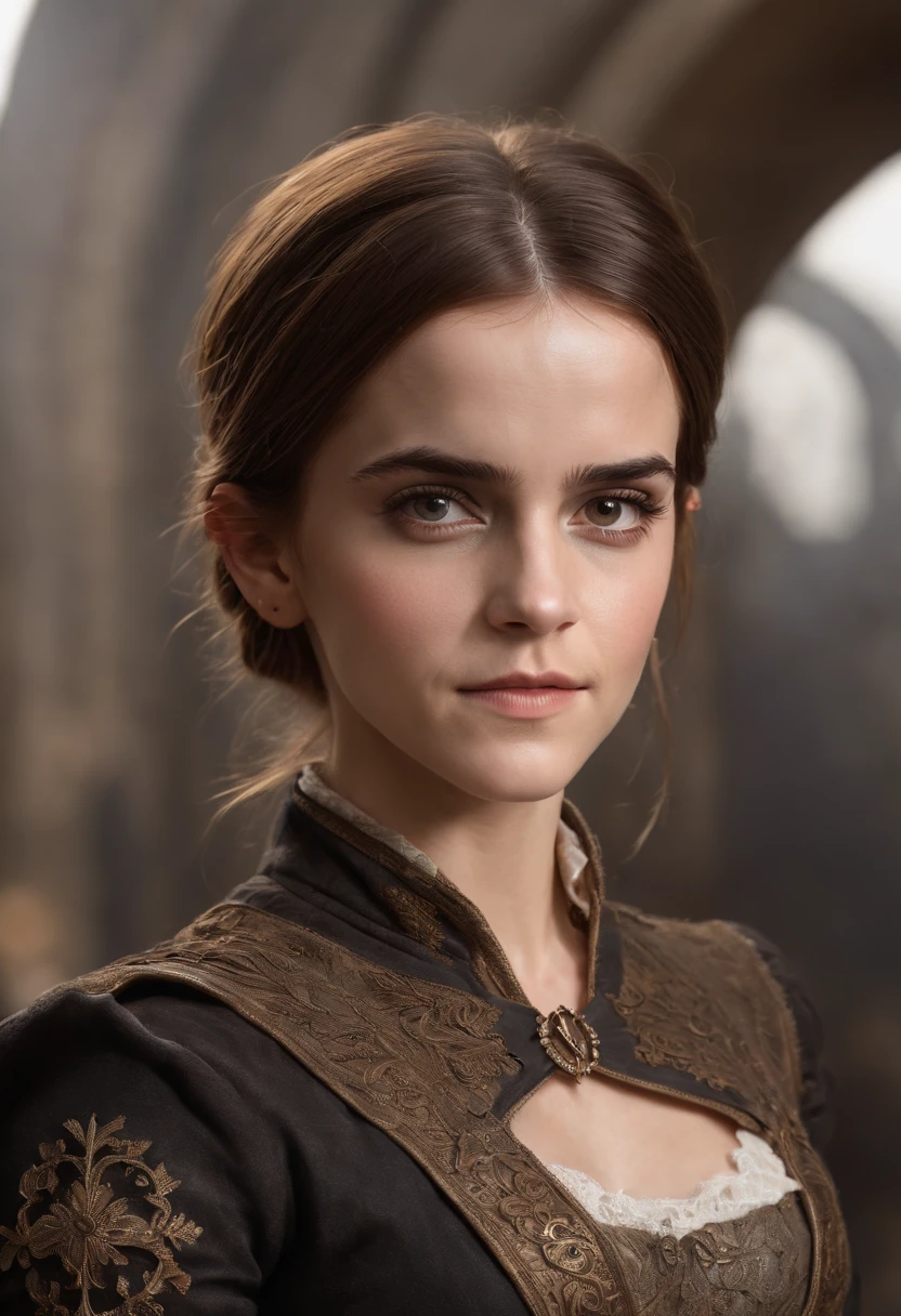 ((Emma Watson)) as stunning beautiful steampunk woman, (full body), ((ultra-detailed eyes)), ((ultra-detailed body)), ((nice perfect face with soft skinice)), perfect face, stunning female body, ((ultra-detailed hands)), masterpiece concept fantasy art, Trending on ArtStation, hyper-detailed, Digital Art, Unreal Engine, 32k, Ultra HD, Centered Image,