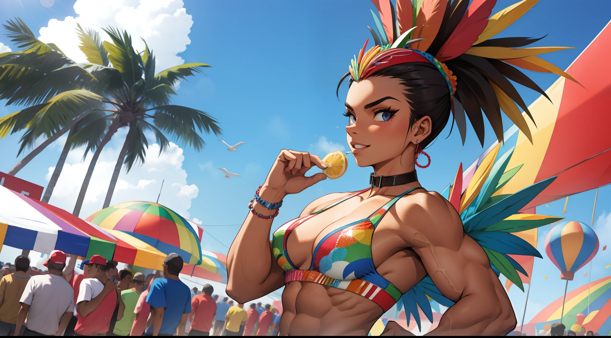 a Rio carnival woman . (muscle: 1.3)