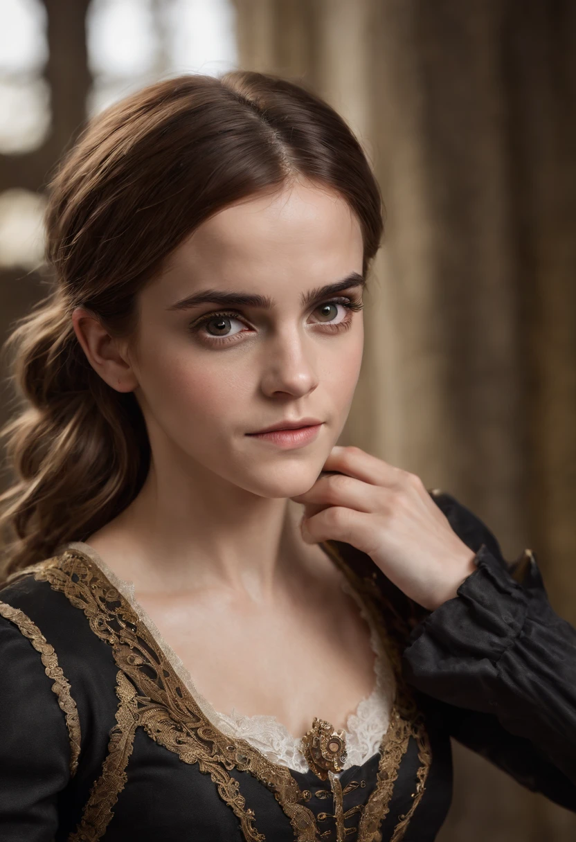 ((Emma Watson)) as stunning beautiful steampunk woman, (((full body))), ((ultra-detailed eyes)), ((ultra-detailed body)), ((nice perfect face with soft skinice)), perfect face, stunning female body, ((ultra-detailed hands)), masterpiece concept fantasy art, Trending on ArtStation, hyper-detailed, Digital Art, Unreal Engine, 32k, Ultra HD, Centered Image,