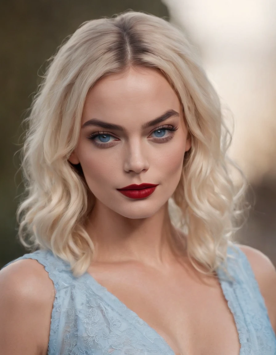 Margot Robbie,Harley Quinn style,(beautiful and bold, seductive and attractive, blue eyes, , long curly black hair, sweaty body, open shirt, short shorts, thick legs). (Sexy makeup, Hot figure,cinematic effect), (Best quality, masterpiece, depth of field, Full HD, 4K, richness of detail). Portrait style