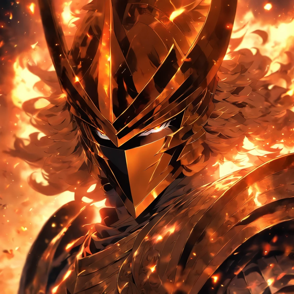 Knight of Sagittarius, homem, solo, anime,illustration,armadura altamente detalhada,Olhos luminosos,fierce expression