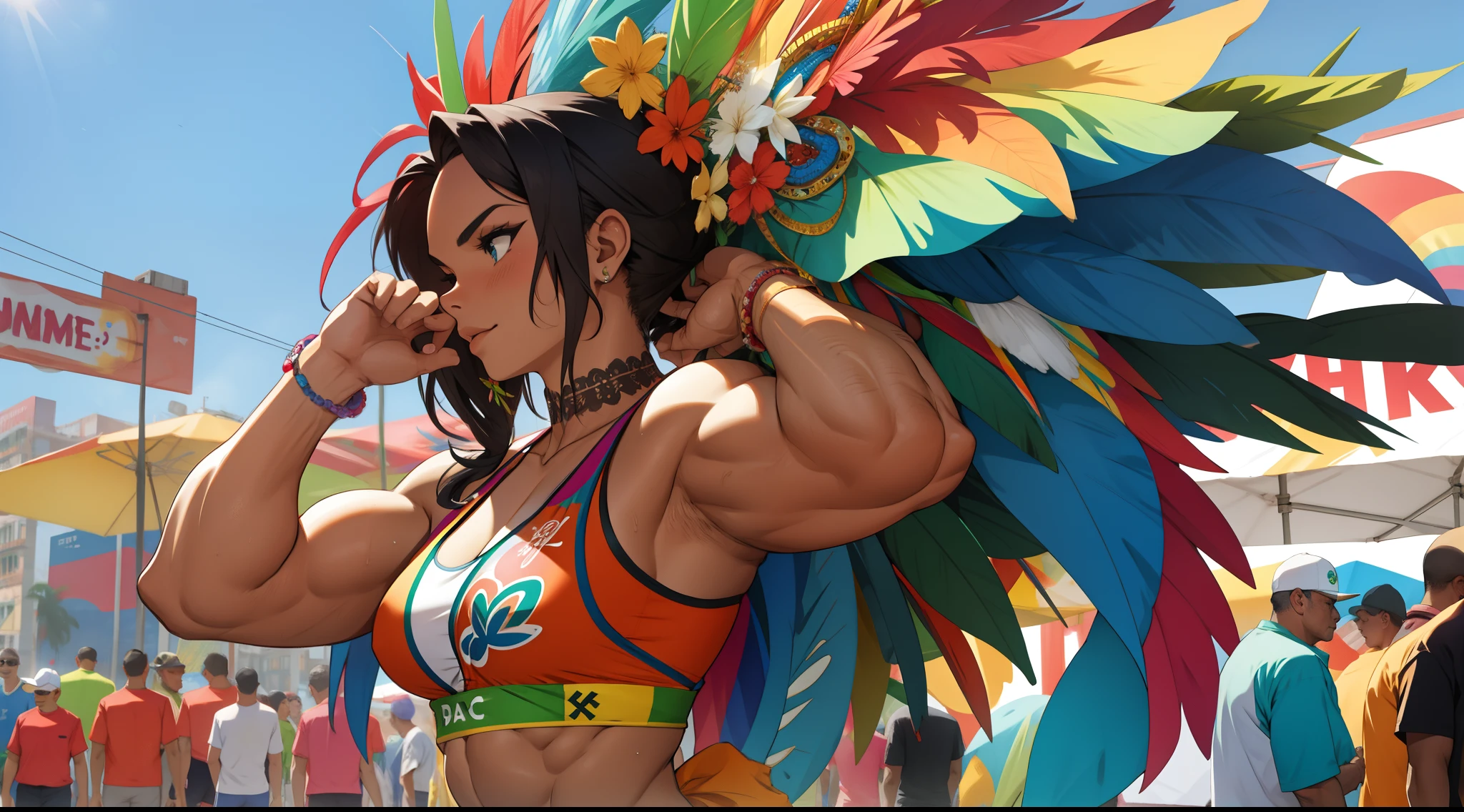 a Rio carnival woman . (muscle: 1.3)