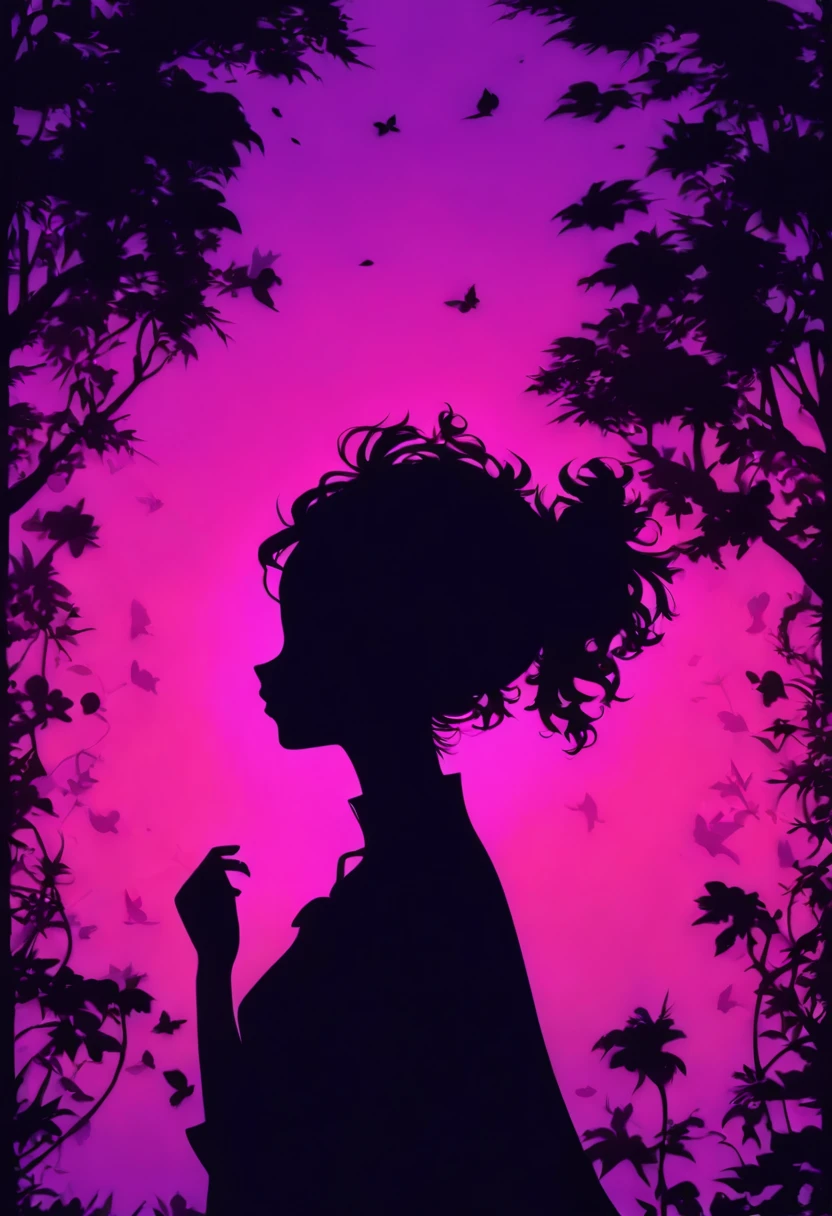 (Silhouette Art,cutouts:1.6) (((Paper cutting art,A world where only black exists:1.3) ((Background only))、white, BREAK (Purple twilight) Textured glass background,Arcana World