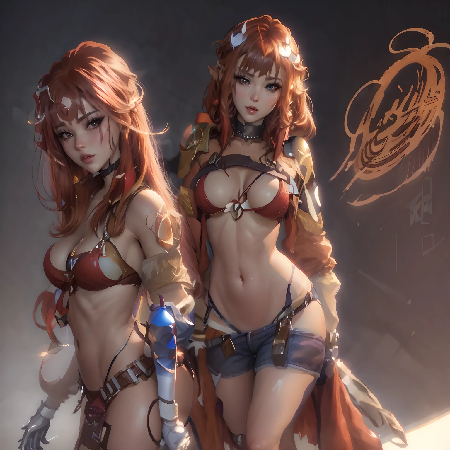 Anime - Chicas de estilo en bikini y capas posando para una foto, Wlop y Sakimichan, WLOP y Artgerm, pixiv 3dcg, Artgerm y WLOP, Artgerm extremadamente detallado, Artgerm en ArtStation Pixiv, Artgerm y Genzoman, Artista Artgerm I y WLOP