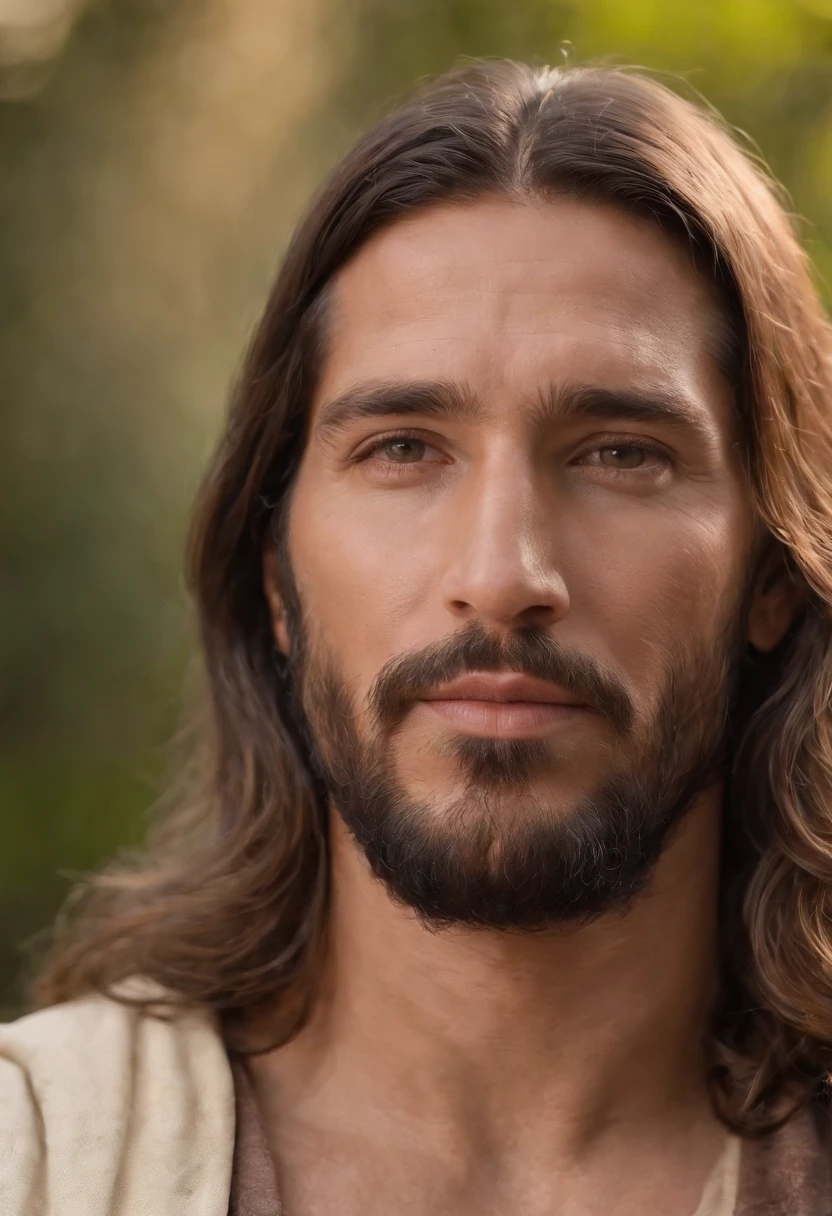 Gere uma imagem de Jesus estilo realista, The paradise of the celestial background , olhando para frente .com cabelos pretos e curtos e sem barba, ((sem barba)), ((DOES NOT HAVE A BEARD)), ((cabelos curtos)), cabelos curtos, cabelos pretos,((cabelos curtos)), His eyes are kind and expressive,, garanta que a imagem seja de alta qualidade e rica em detalhes, capturing the essence of Jesus , pele altamente detalhada: 1,2 8k uhd , 20MP, Fujifilm XT3, 80mm, sentado em um tapete com um fundo de estrelas e nebulosas, Facing the camera, foto ultra realista, UHD, ..3d, 8kK
