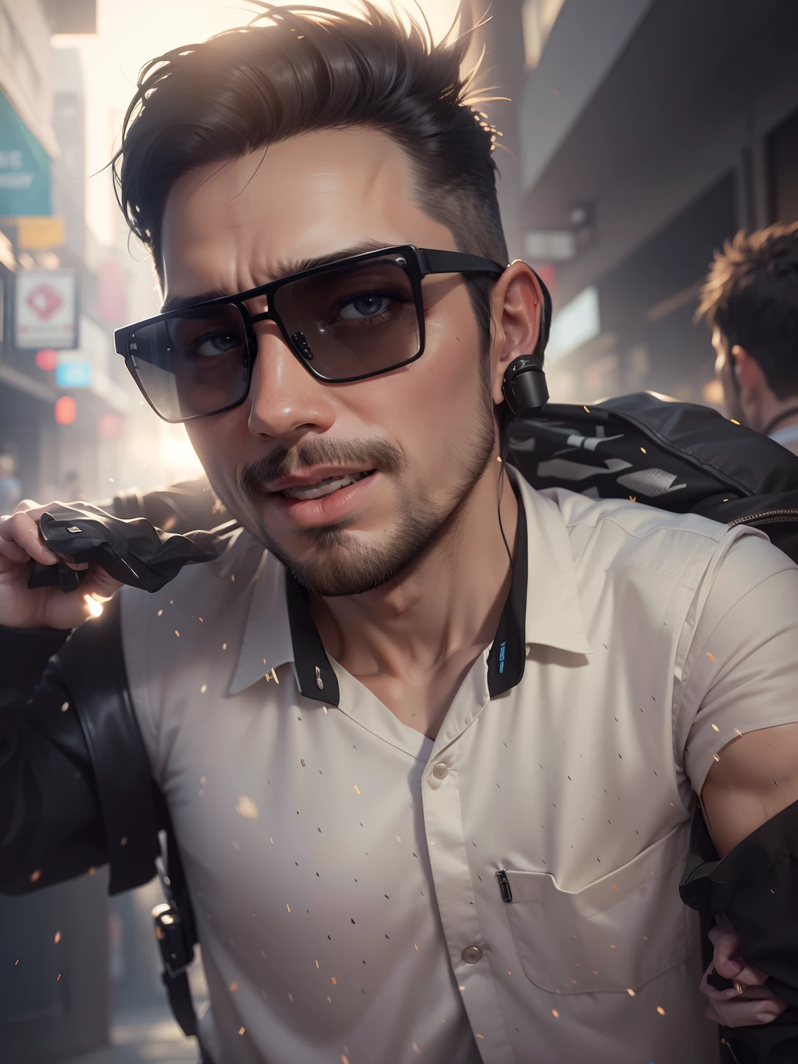 Change in ai like a rock star and change baground and clothes realistic 8k realistic face