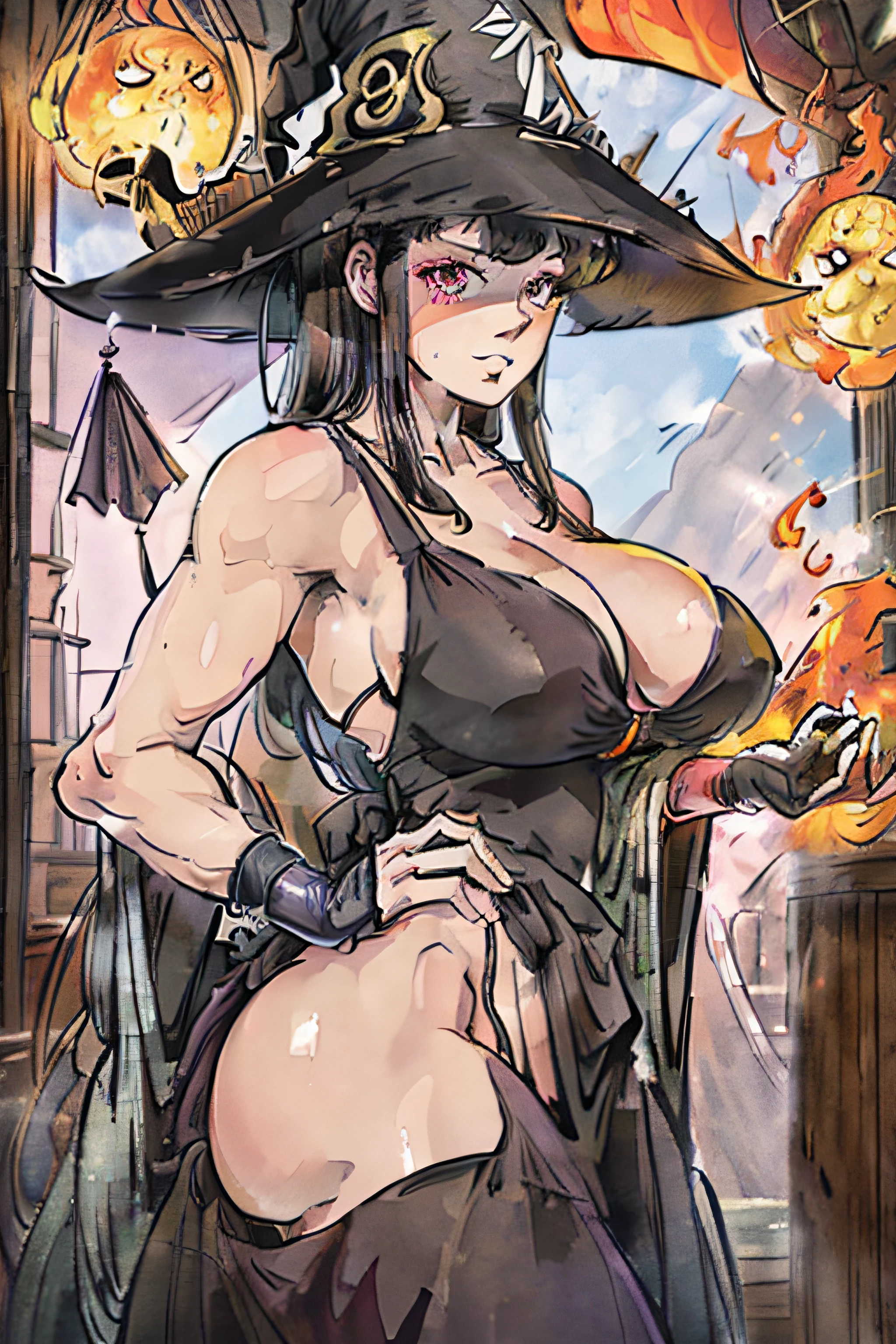 colores brillantes,The witch hat has a dragon pattern,La camisa es transparente y muestra sujetador,sexy bueno,Pantymedias envolver alrededor de las caderas abiertas en la ropa interior,dress conservatively,dama,is shy,inquisitivo