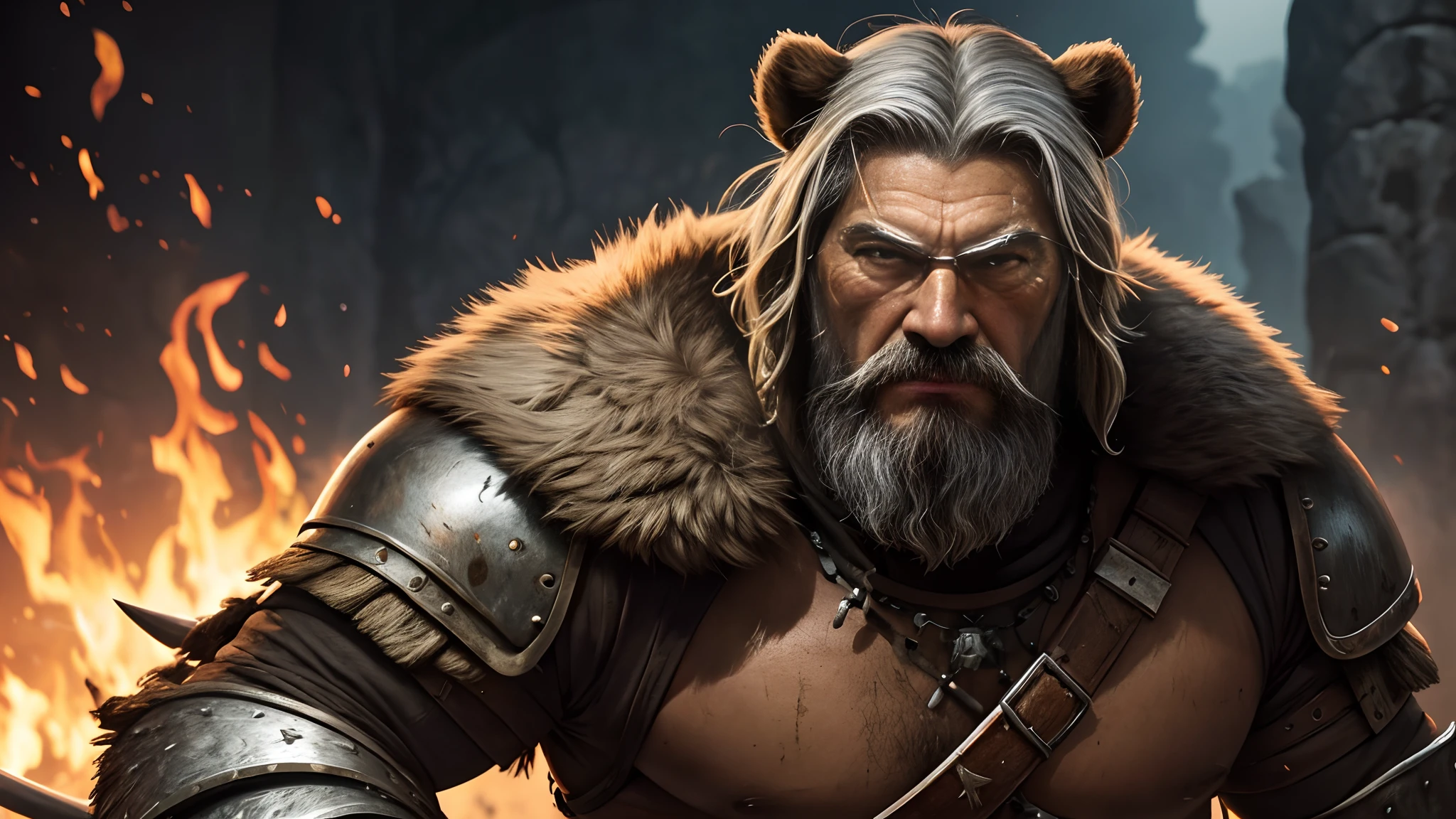 a steely glaze of a grizzled warrior