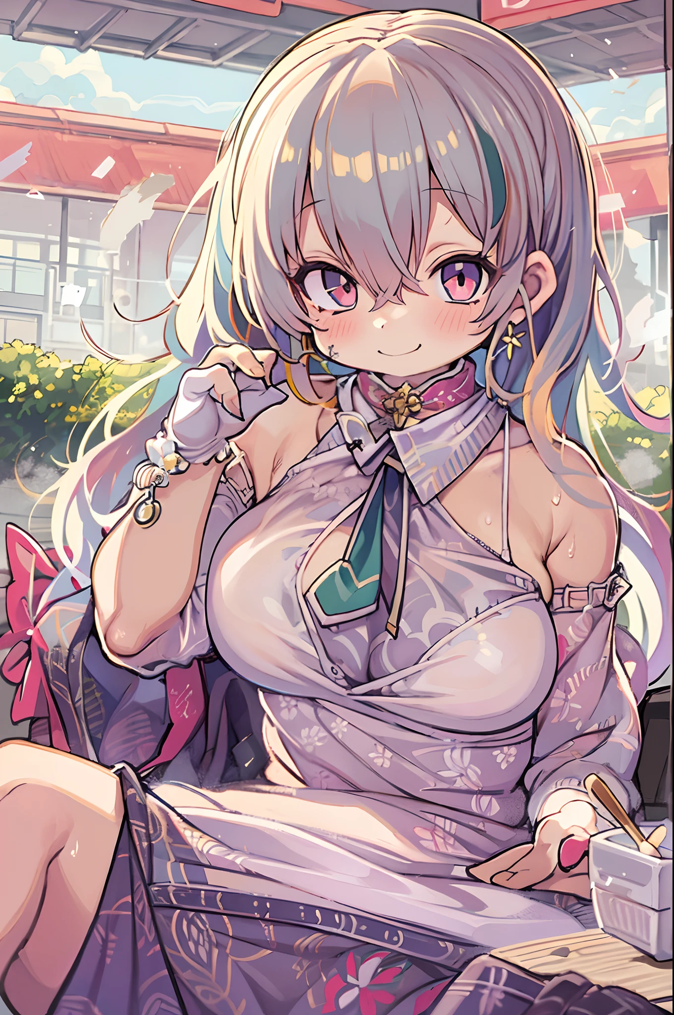 Yumekawa, dreamy cute, shopping, city, Harajuku, (masterpiece, highest quality, highest quality, watercolor (middle), Official Art, beautifully、beautiful: 1.2), (2 girls: 1.3), (Fractal Art: 1.3), ((NSFW、naked、Nipples are visible)), Lolita Viewer Watch, pattern, break, (pastel hair: 1.2), break, Soap bubble, Rainbow behind, cloud, colorful, Soap bubble, Spread throughout, cute, pastel,