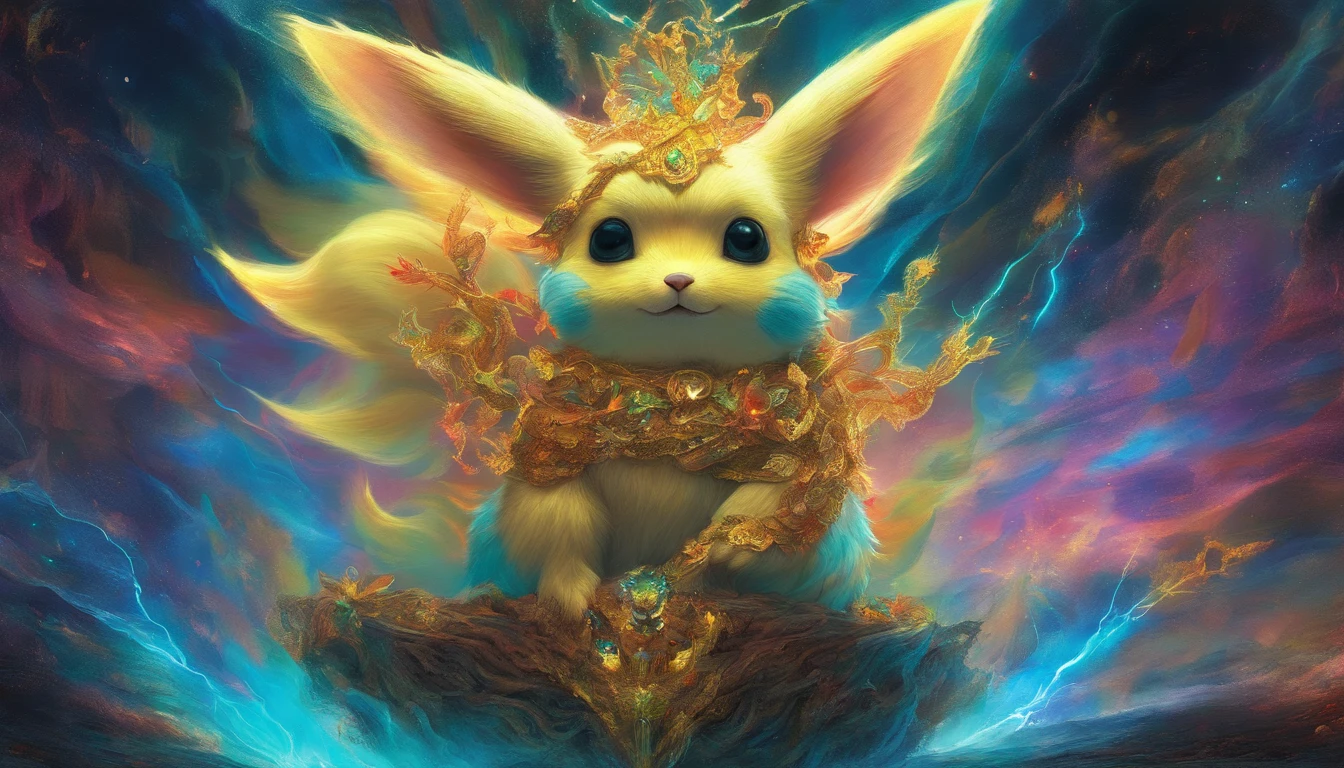 A cool pikachu, in the style of anime art, turquoise, , chromepunk, ferrania p30, social media portraiture, victor nizovtsev, fluorescent, holographic, diamond luster, metallic
texture, exaggerated expressions and movements, lookingat viewer, Super Details, bright light, precision mechanical parts,
close-up intensity, ultra-detailed, Surrounded by lightning, black background, psychedelic --niji 5 --ar 9:16