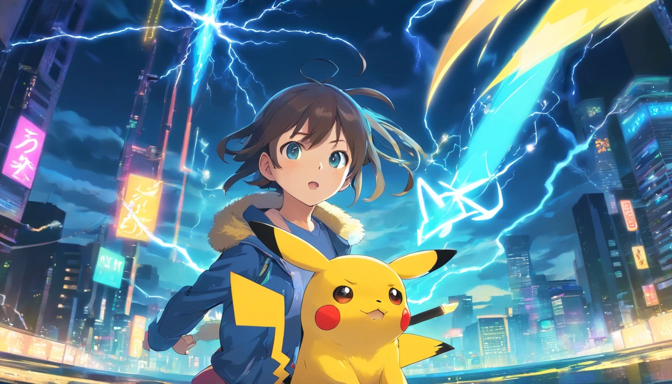 A cool pikachu, in the style of anime art, turquoise, , chromepunk, ferrania p30, social media portraiture, victor nizovtsev, fluorescent, holographic, diamond luster, metallic
texture, exaggerated expressions and movements, lookingat viewer, Super Details, bright light, precision mechanical parts,
close-up intensity, ultra-detailed, Surrounded by lightning, black background, psychedelic --niji 5 --ar 9:16