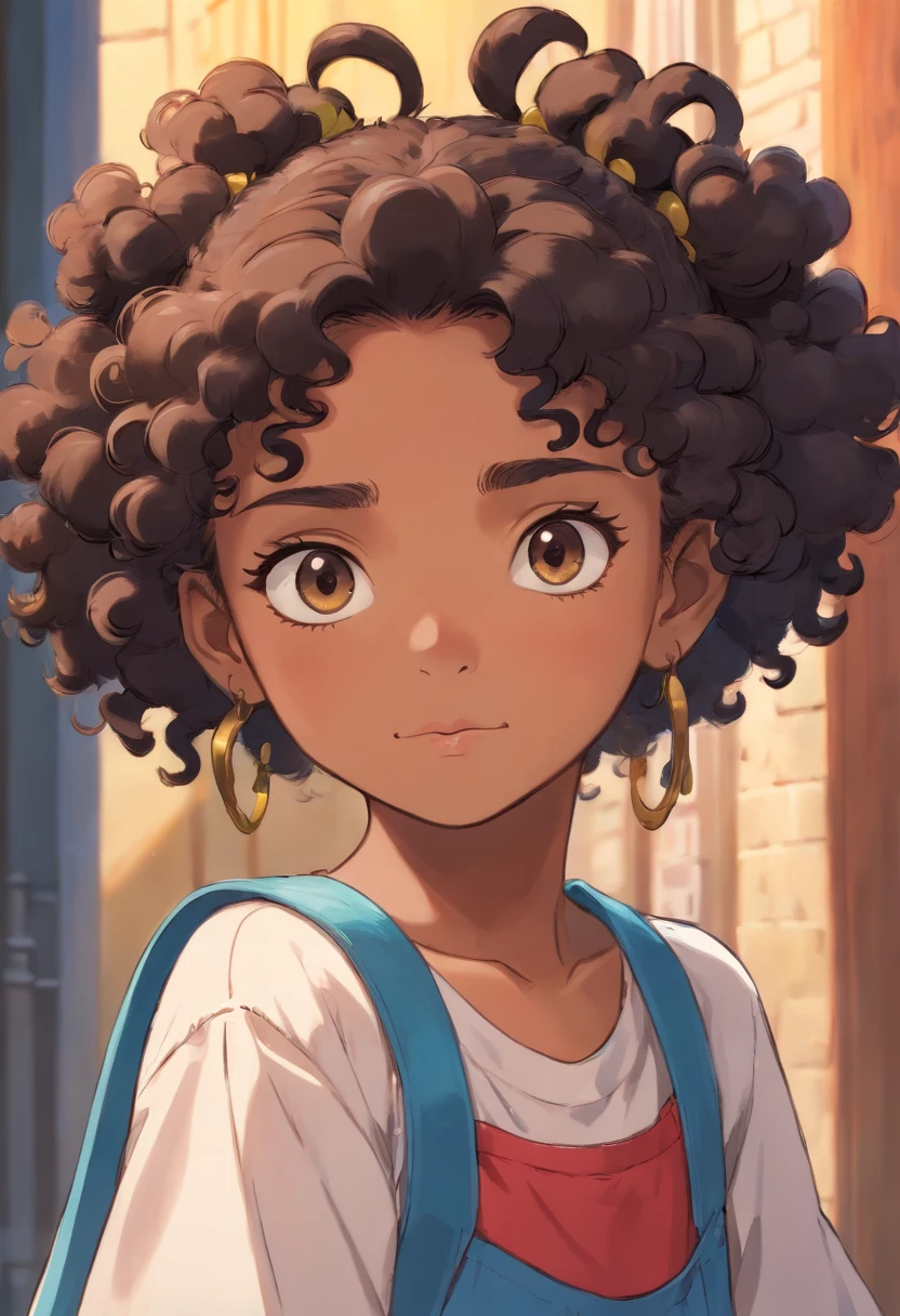 Half Puerto Rican half black young girl with curly hair puffs