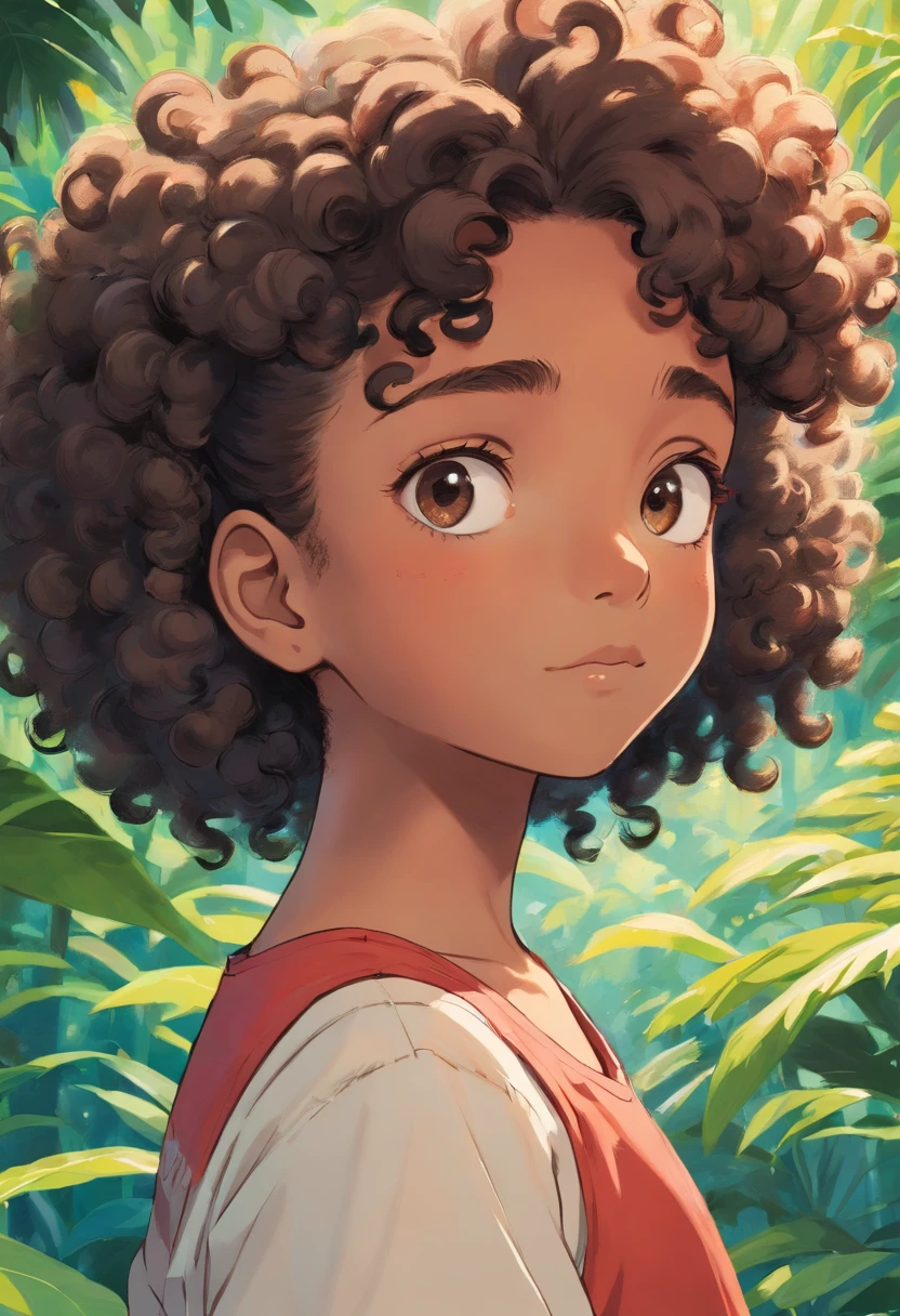 Half Puerto Rican half black young girl with curly hair puffs