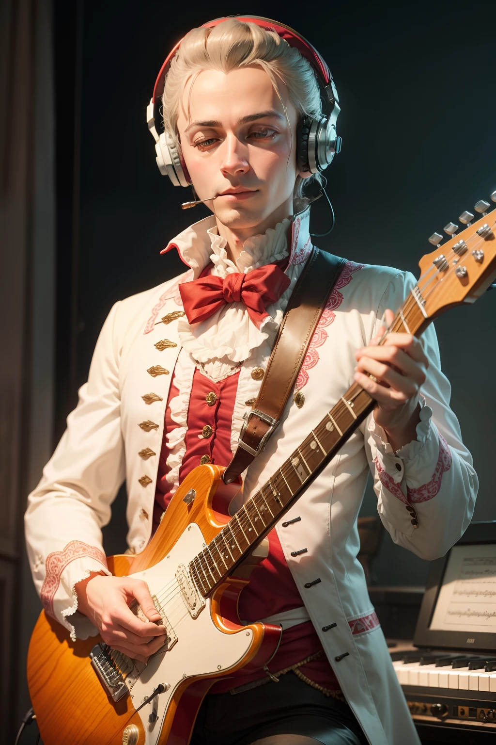 Mozart playing the electric guitar