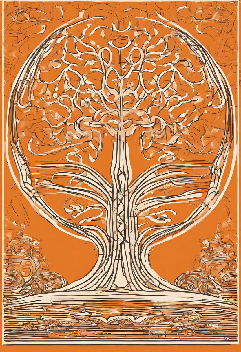 Draw a logo "brain" on an orange background