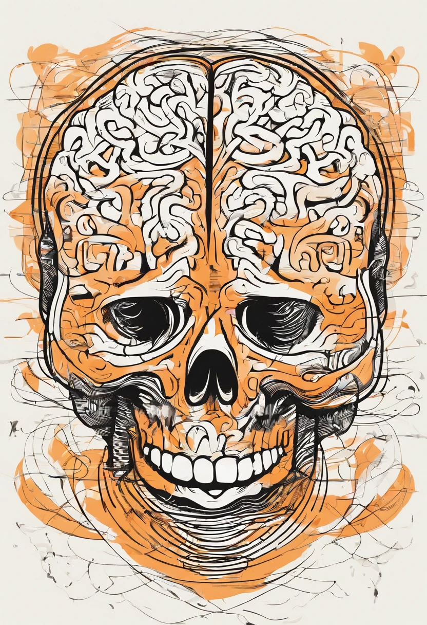 Draw a logo "brain" on an orange background