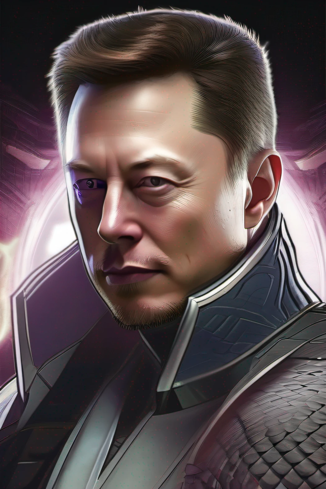 retrato de Elon Musk como se estivesse no jogo Mortal Kombat,illustration, ,alta qualidade,4k,rosto e olhos extremamente detalhados,foco nítido