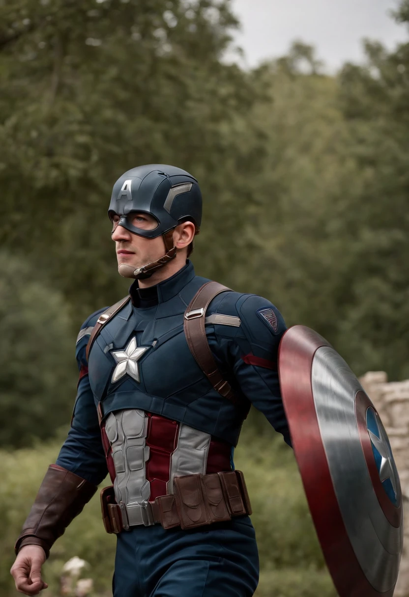 Captain America, holding a bouquet, wedding, happy,The groomsmen were Iron Man, Thor, Hulk, and Hawkeye,