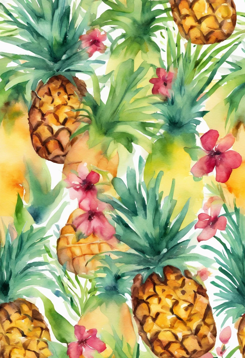 Watercolor for t-shirt design, pineapple