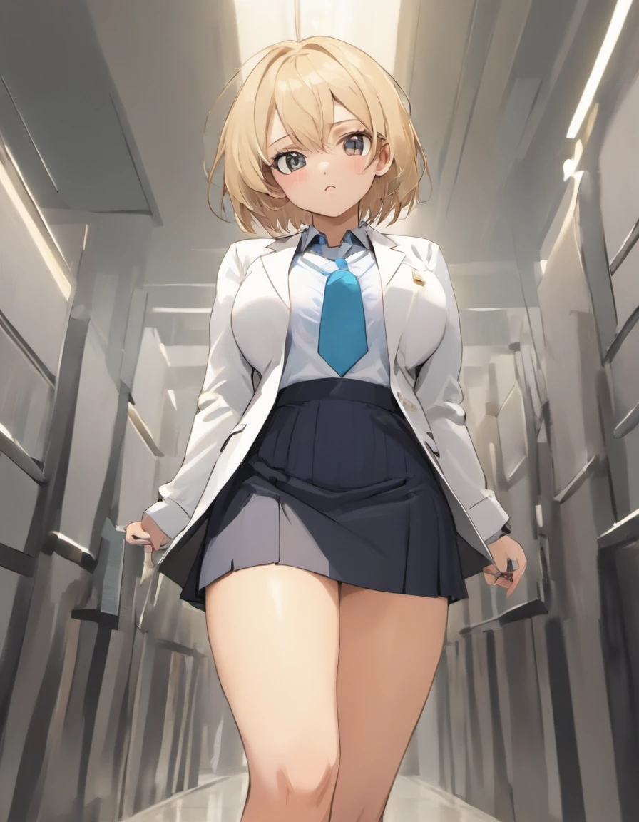 ((masterpiece)), ((Highest quality)), (Very detailed), Dark, cute , (despise), (Exposed breasts), avert your eyes, White Buggy T-Shirt, Printed shirt, ((Leaning forward,)), Long down blouse,Nipples、Long Hair、Huge breasts、Butt、See-through underwear