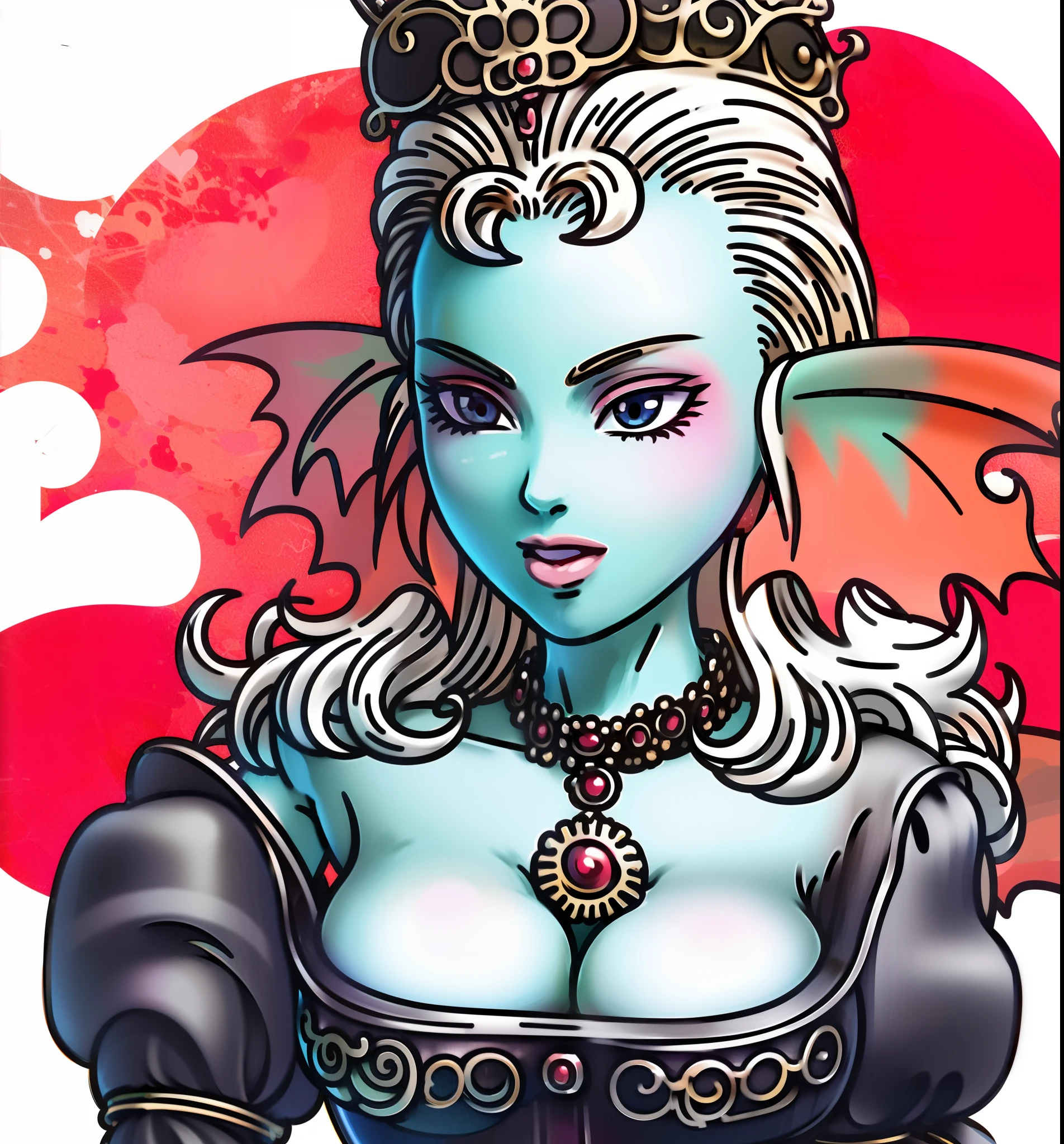 8K,high quality,anime,married,beautiful,beautiful face,clean,bright,highlights in eyes,sexy,super big tits,oversized tits,erotic,nude,beautiful line drawing. Blue skin, well drawn, ears with blue and orange gradient fins,