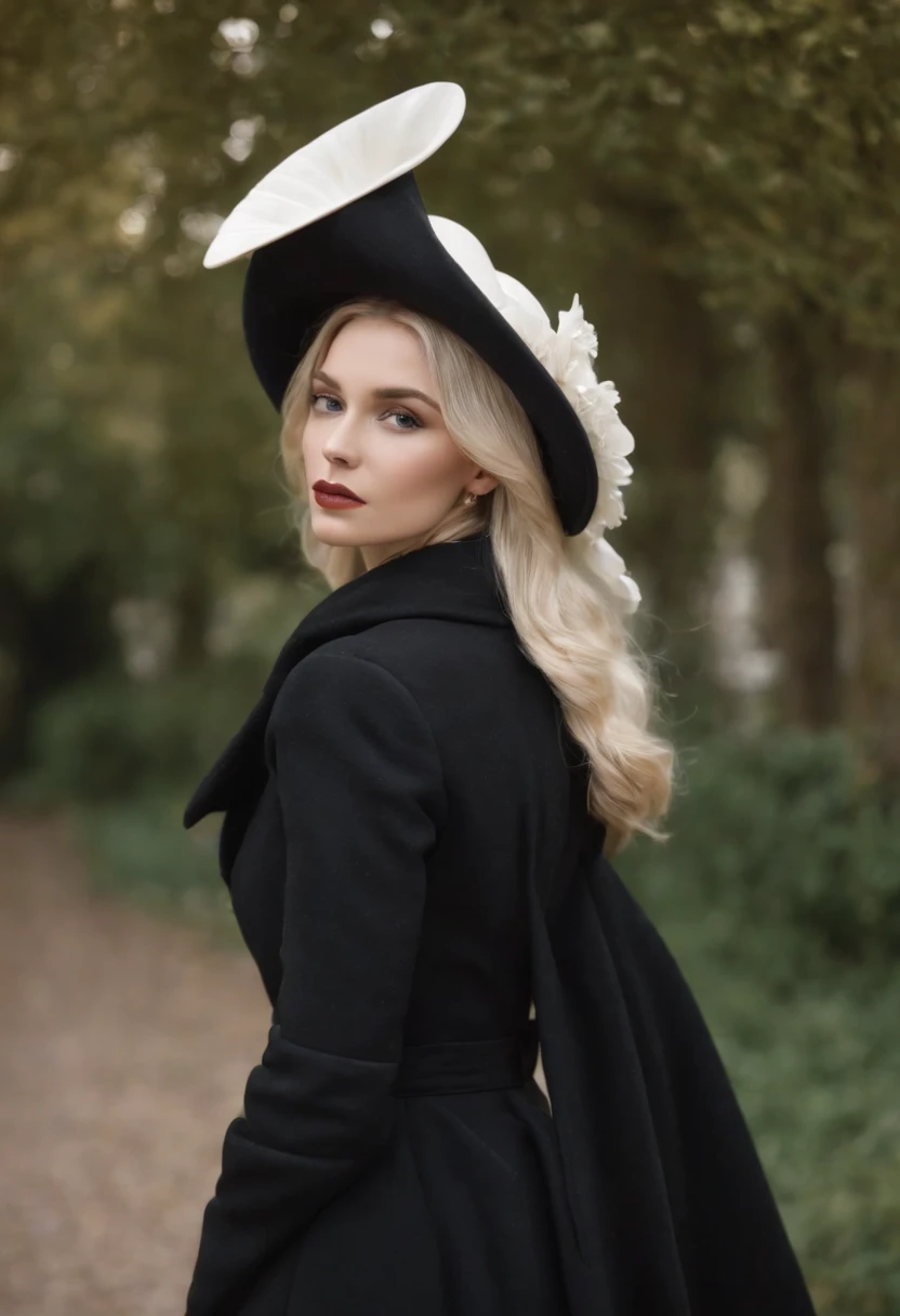 half body shot, close up, ivnktrmp woman in a black laced witch costume wearing a pointy hat, shallow depth of field, cinematic lighting, photographed on a Sony a9 II Mirrorless Camera, (highly detailed:1.2), (soft focus), film still,HDR, 8k resolution