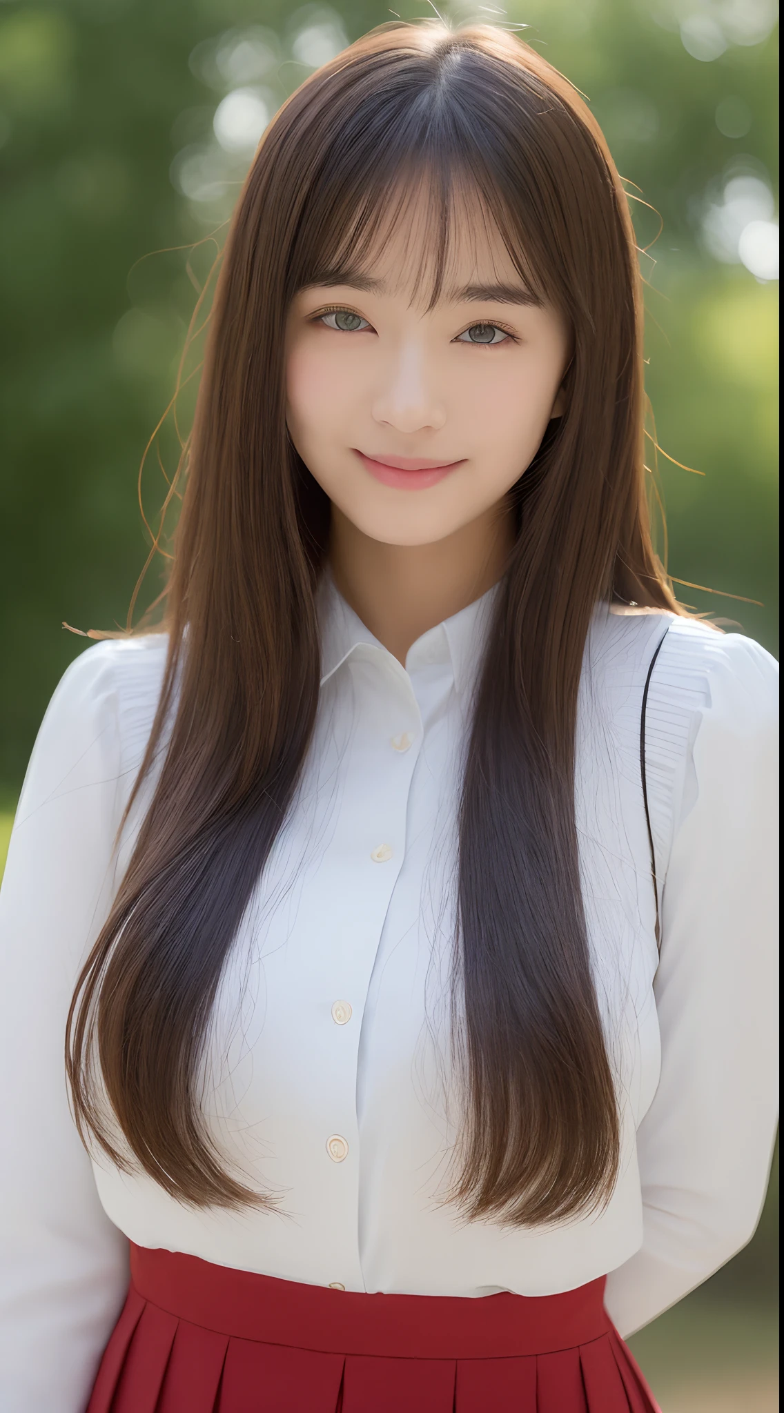 ((top-quality、8k、masterpiece:1.3))、1girl in、25 year old beautiful woman:1.3、full bodyesbian、(The long-haired、huge tit:1.2)、Schoolgirl Uniform:1.2、Super delicate face、Delicat eyes、二重まぶた、a smile、home、Random color clothes