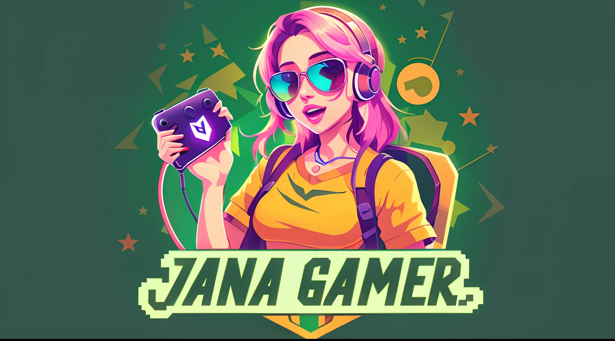 A woman with headphones and sunglasses and video game controller in hand, Avatar de videogame, gamer aesthetic, imagem do avatar, fanart de videogame, Tema gamer, foto de perfil do discord, foto de perfil 1024px, arte de jogos de computador, avatar para o site, fanart oficial, Jana Gamer, Streamer do Twitch, arte do jogo, Game Illustration