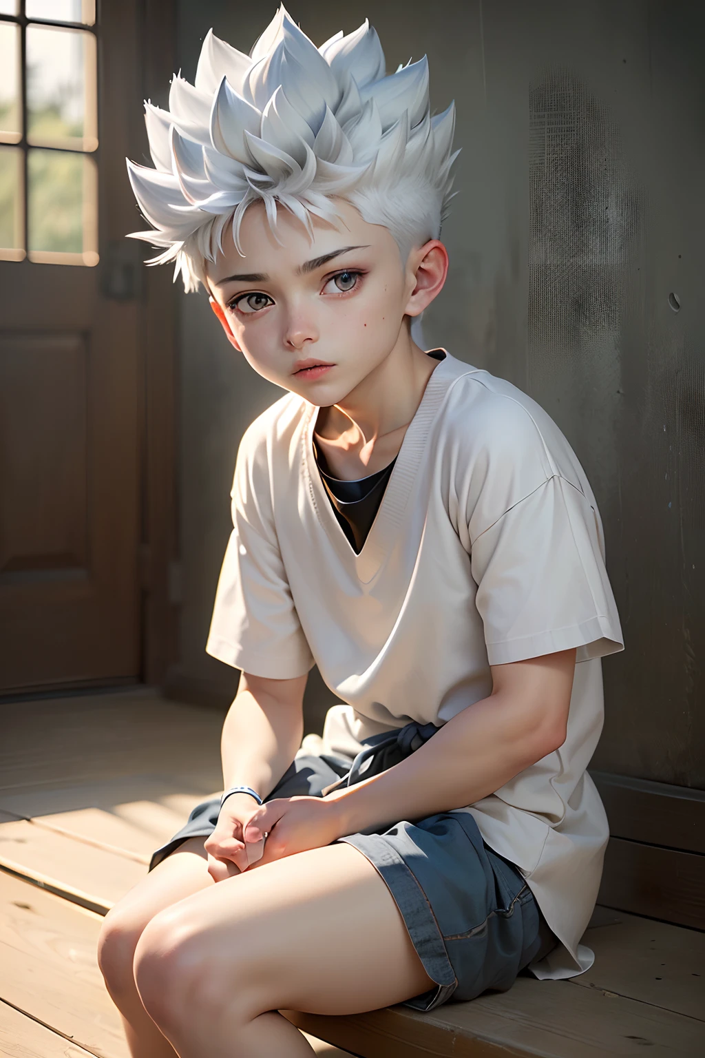 ((best quality)), ((masterpiece)), (detailed), killua from hunter x hunter,  photorealistic