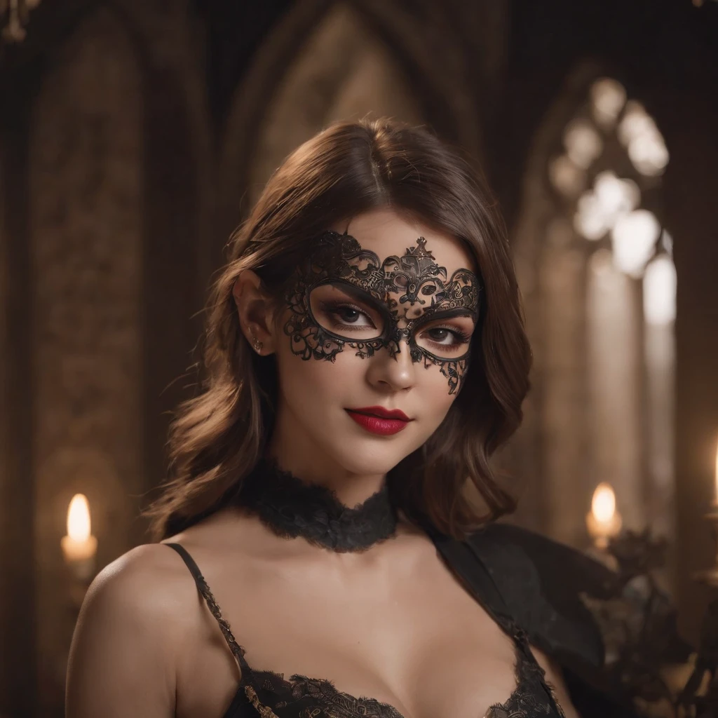 The best masterpiece quality of colorful women's faces , Intricately sarcastic smiles, With insane detail,Arad woman in a mask and bra tunic, sexy look at the camera,, mask off, She is facing the camera, Open V chest clothes, 8k selfie photograph, Yoshitomo Nara, ， With an intricate face of evil, Dark environment, Gothic,  foco nítido, Tattooed with, Full body, ambiente dark, (Perfect Skin) (Perfecf intricate facial details) Dark art, Castle banquet hall background, Leica 2, Nikon, Nikon D850 Cinematography 4, --ringworm, --S100, Taylor Swift, rendering, 16k , rendering, EOS Digital Rebel T100 18-55mm,