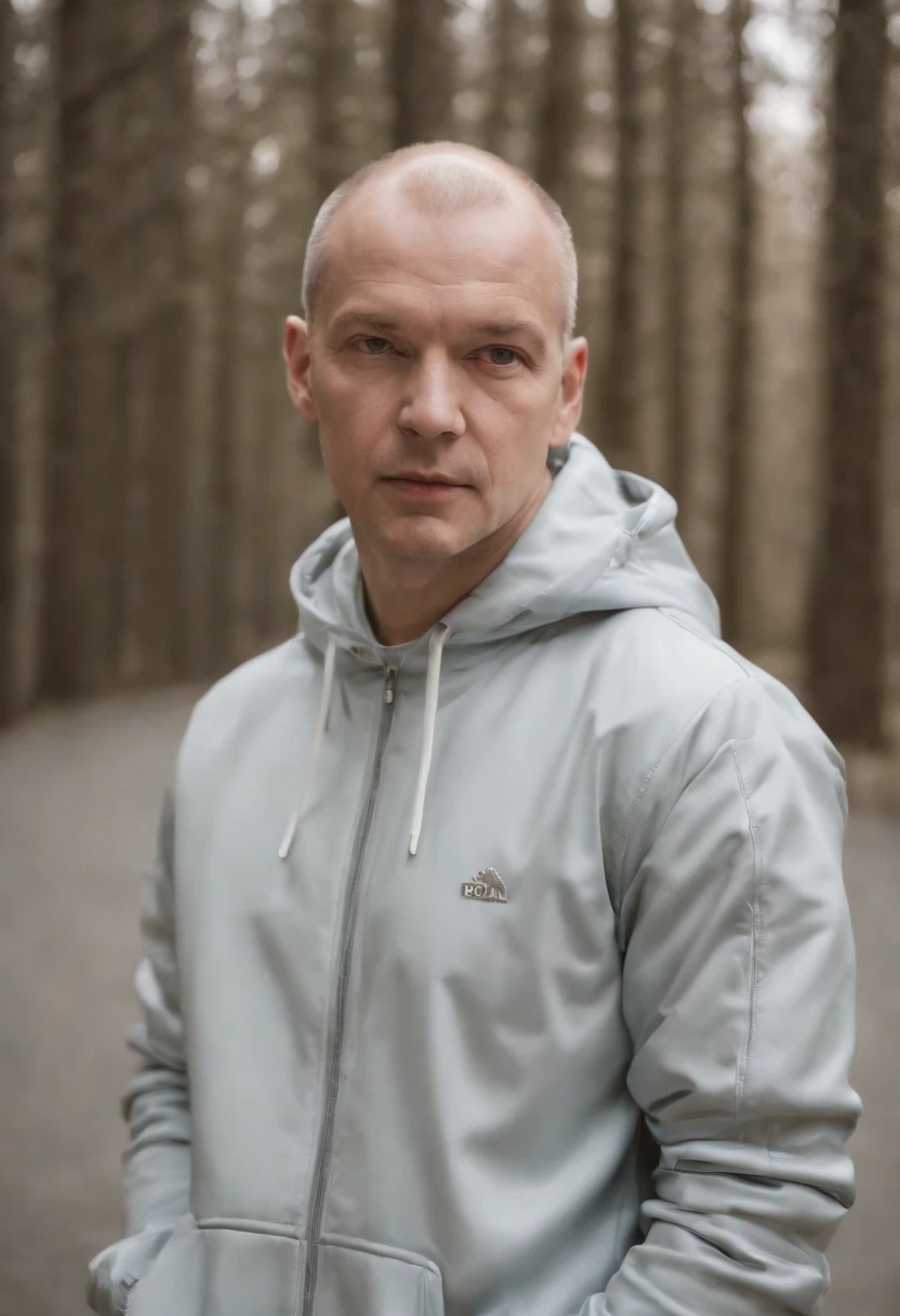 tracksuit, in the style of dusseldorf school of photography, pensive portraiture, kodak portra, Rafal Olbinski, jean nouvel, photo taken with provia, silver,upper body