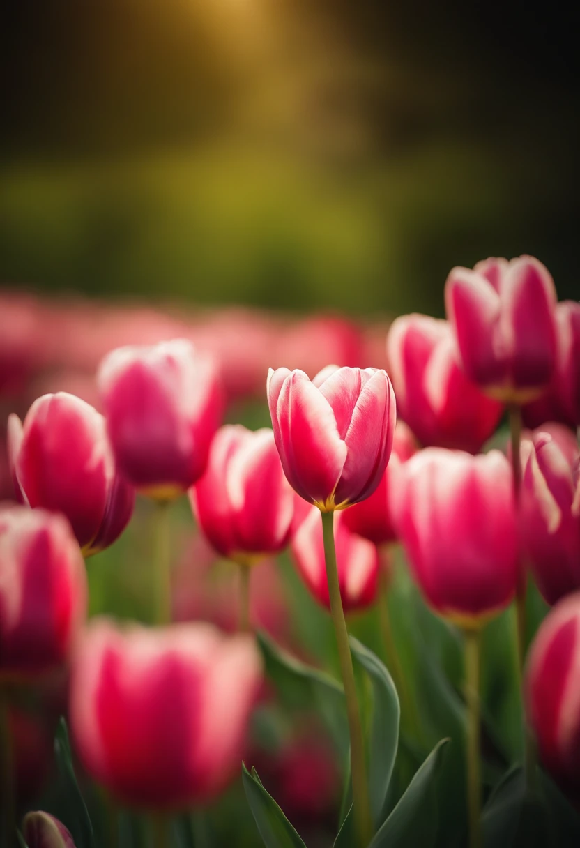 tulips,HD photography bokeh,depth of fields,HDR,Flood,realistic illumination,high definition detail,tmasterpiece,best qualtiy,(The is very detailed的 CG unified 8k 壁纸),No Man,rays of sunshine,grassy fields,Macro