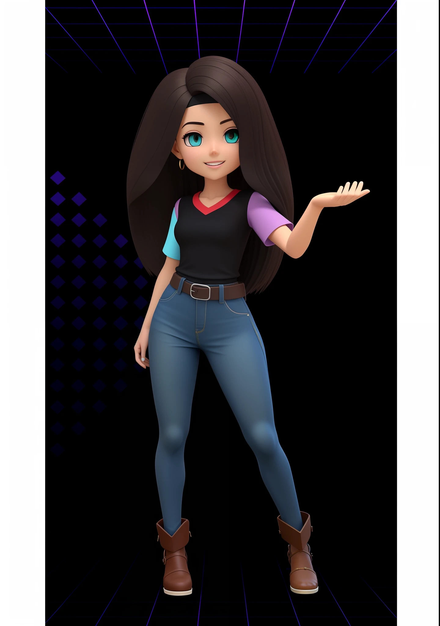 Mulher, estolo desenho animado (((olhos castanhos))), personagem estilizado, animation character, render 3d estilizado, personagem 3d, personagem altamente detalhado, anime estilizado, 3d estilizado, render personagem, modelo de personagem, corpo inteiro