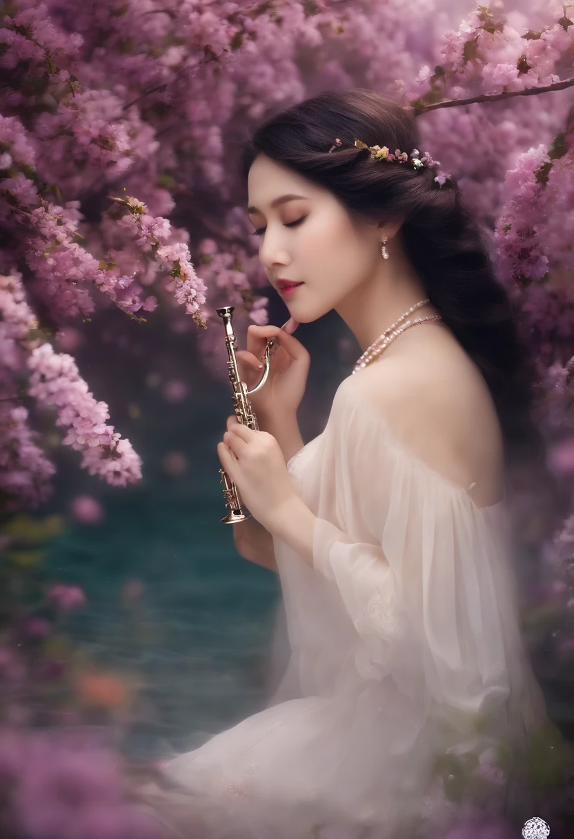 I immersed myself in the sea of flowers and enjoyed the wonderful sound of this flute,A trace of sweetness melted in the bottom of my heart,In the slight drunkenness of plum fragrance,Happiness overflows all around。