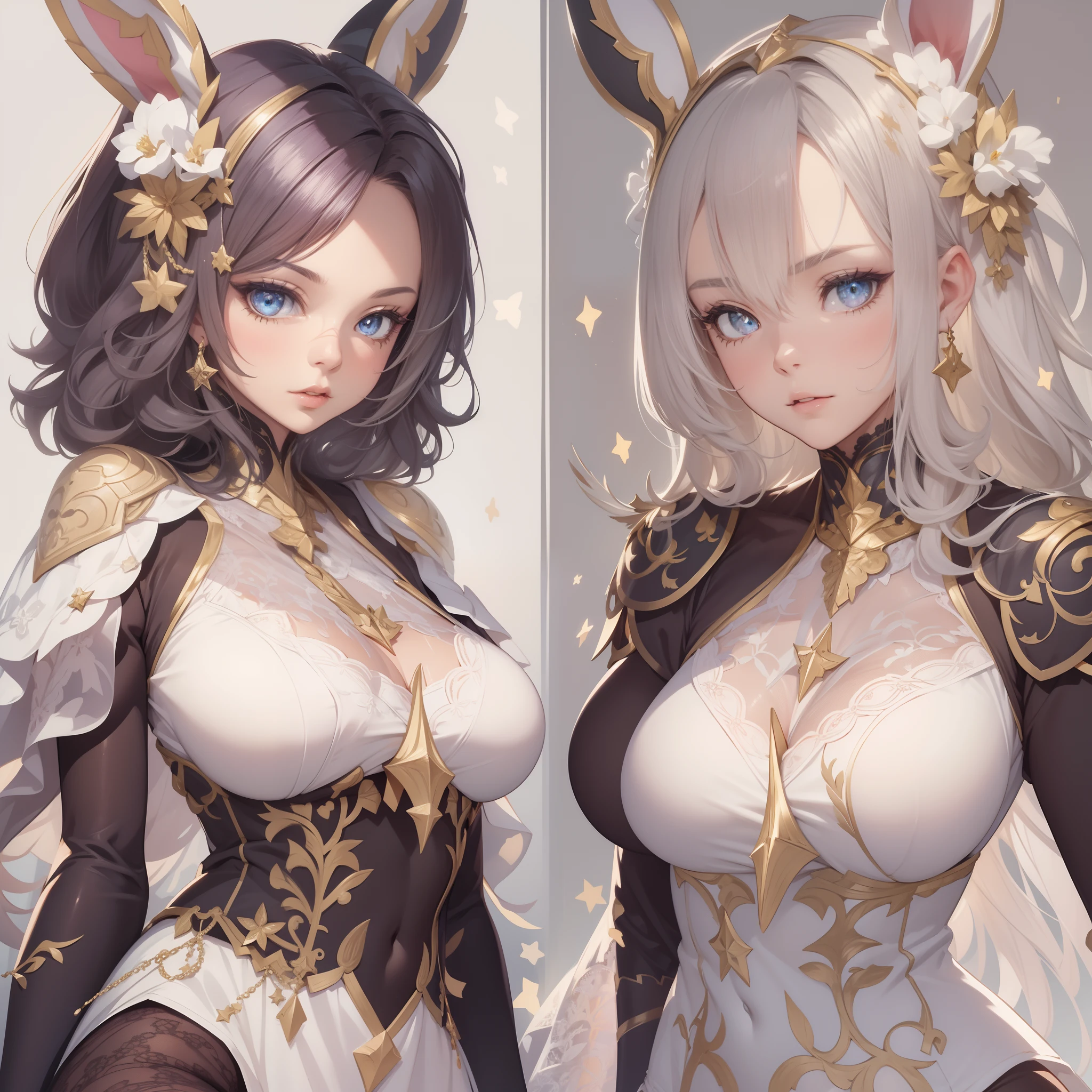 ((Masterpiece, Highest quality)), Detailed face, CharacterDesignSheet, full bodyesbian, Full of details, Multiple poses and expressions, Highly detailed, Depth, Many parts,beuaty girl,Detailed eyes, ssee-through,Orange caramel,lacepantyhose,estilo fantasia,Extremely beautiful,High Balance, Natural light