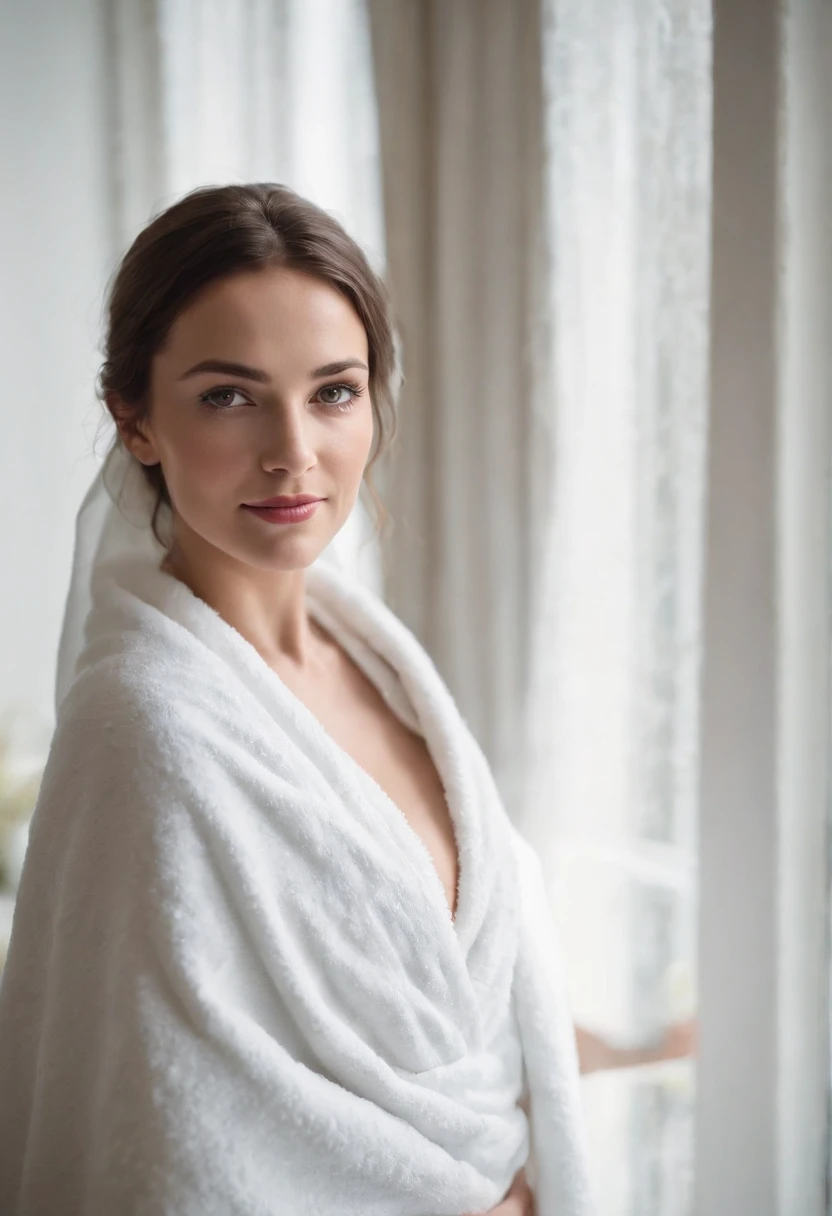 bathrobe,huge tit,A dark-haired,teens girl
