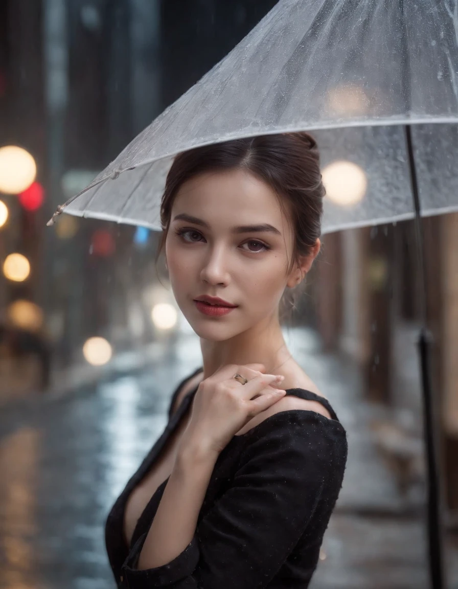 portrait, 1woman silhouette, (holding a white umbrella) , neon lights, city reflections, raindrops, wet pavement, misty, highly detailed face, sharp focus, cinematic shot, cinematic lighting, best quality, HDR, raw photo, film grain, cinestill 50d , anamorphic lens , 35mm lens , sci-fi movie scene, cinematic lighting, Cinemascope , masterpiece, best quality, (masterpiece,best quality:1.5), ultra realistic,32k,RAW photo,(high detailed skin:1.2), 8k uhd, dslr, soft lighting, high quality, film grain
