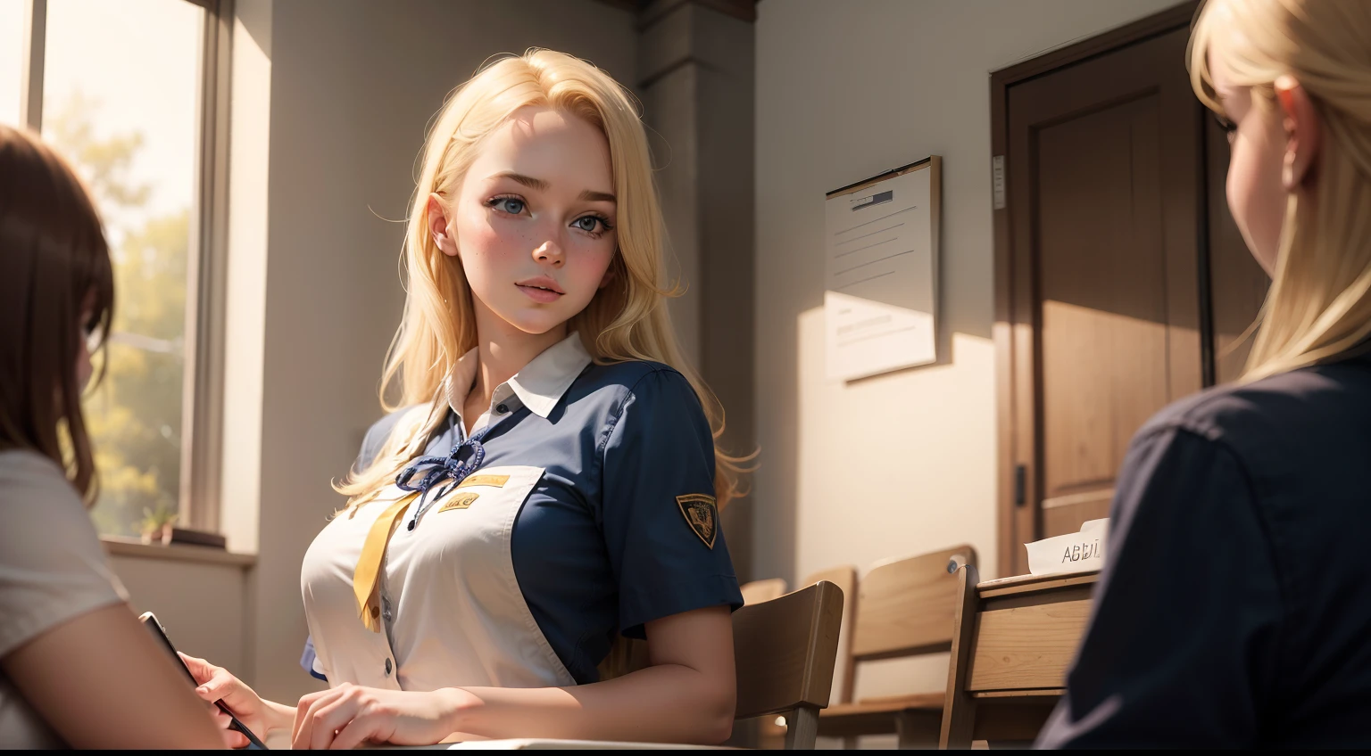 Abigail, a blonde hair young woman enrolls in a volunteer program