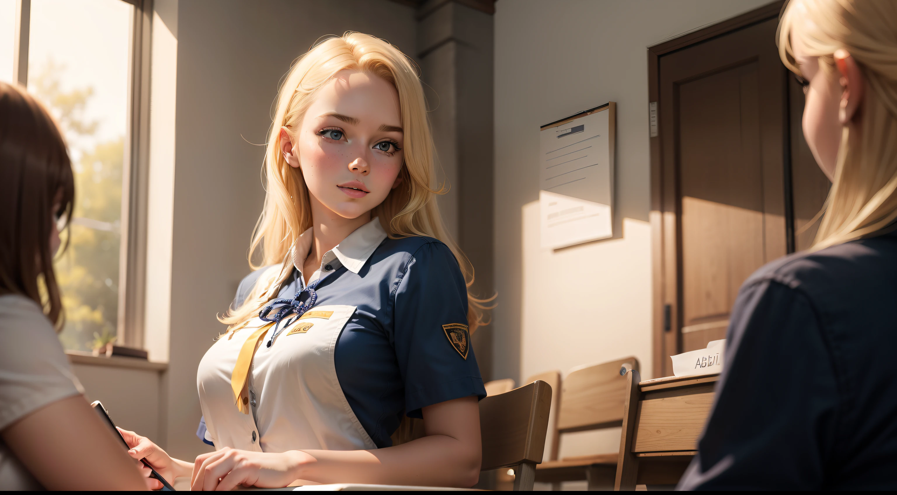 Abigail, a blonde hair young woman enrolls in a volunteer program