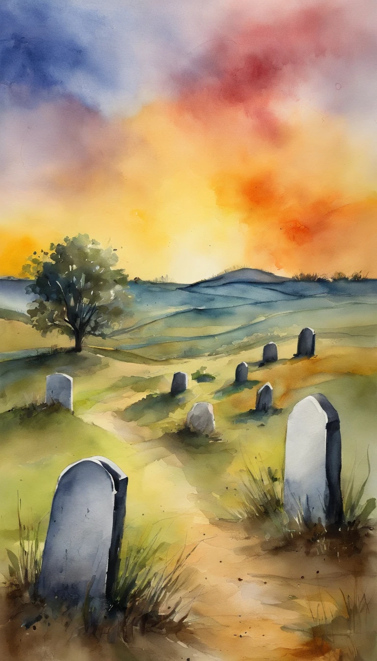 Tombstones in the distance、one、Vacant land